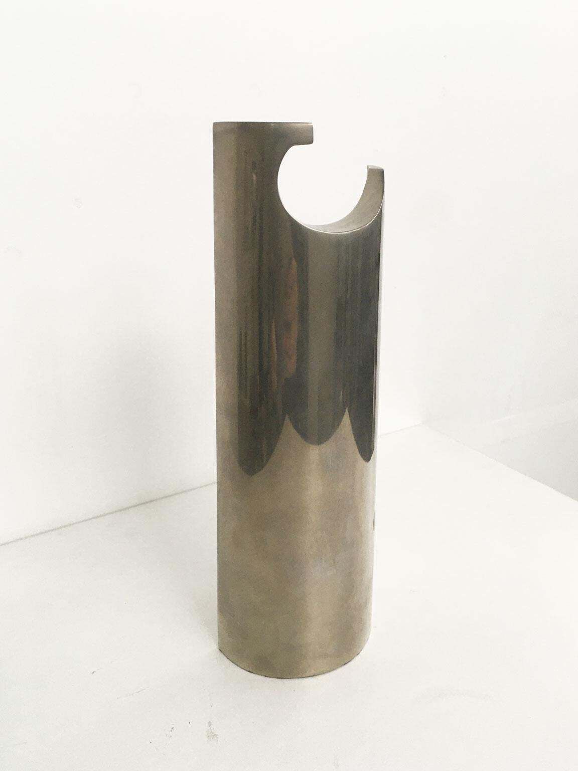 1980 Italy Bronze Nickel Plated Abstract Sculpture By Edmondo Cirillo Stele photo for sale