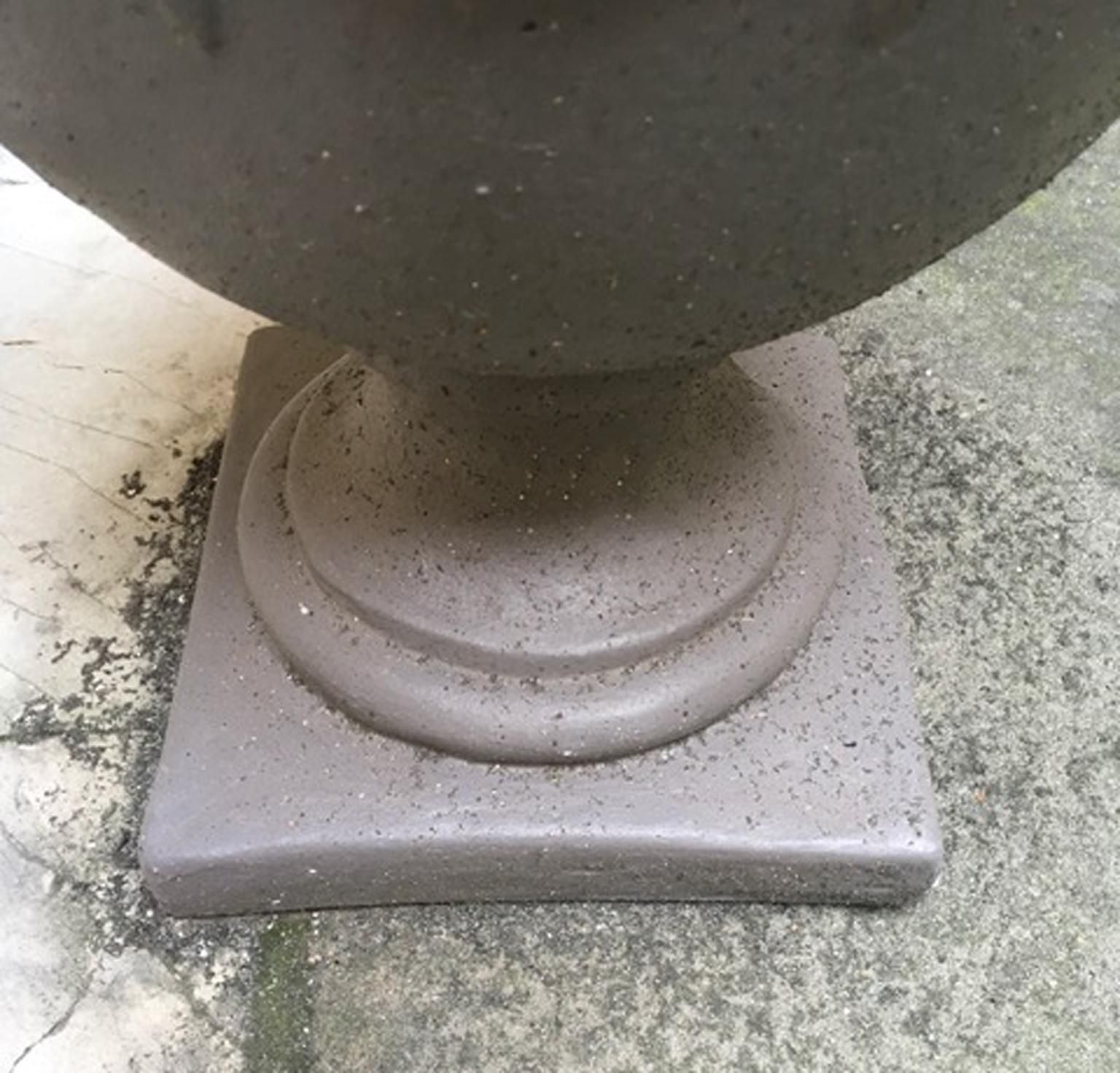 Pair Of Italian Neoclassical Style Stone Paste Gardens Urns Hand Paint Mud Color photo Garden Decor