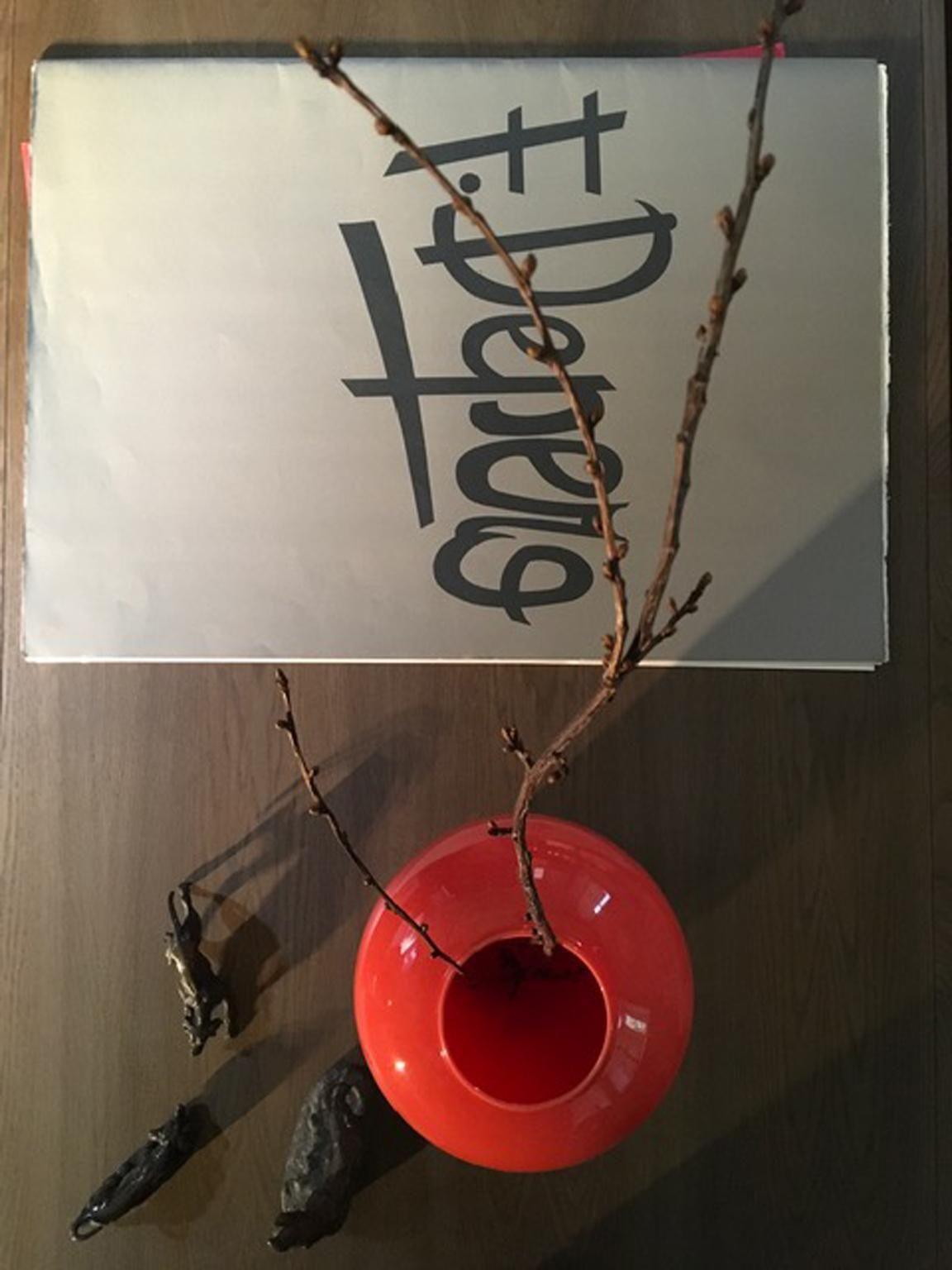photo for sale Italy 1990  Post Modern Orange Murano Glass Vase