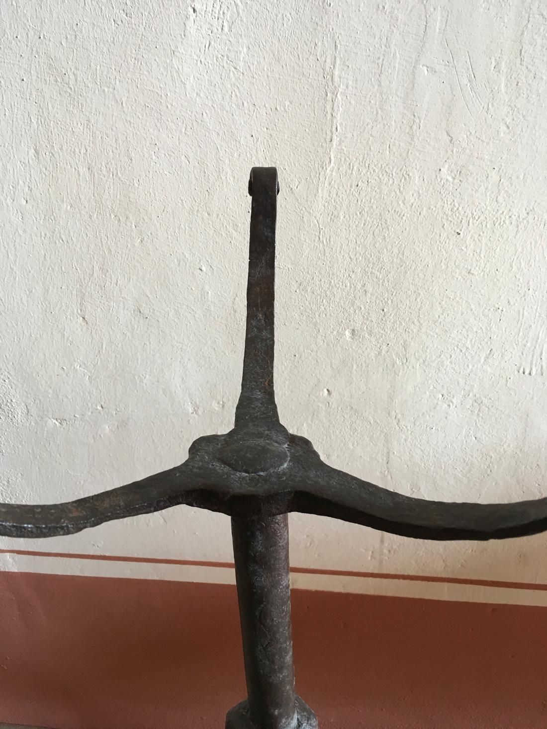 Italy 14th Century  Medieval Black Wrought Cast Iron Tripode Pedestal photo vinterior