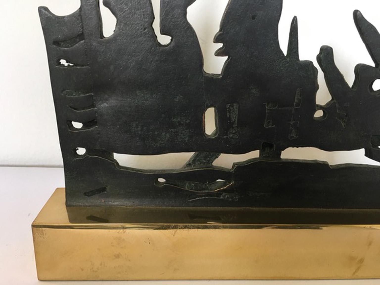 photo for sale 1980 Italy Bronze And Brass Abstract Sculpture By Nevio De Luca