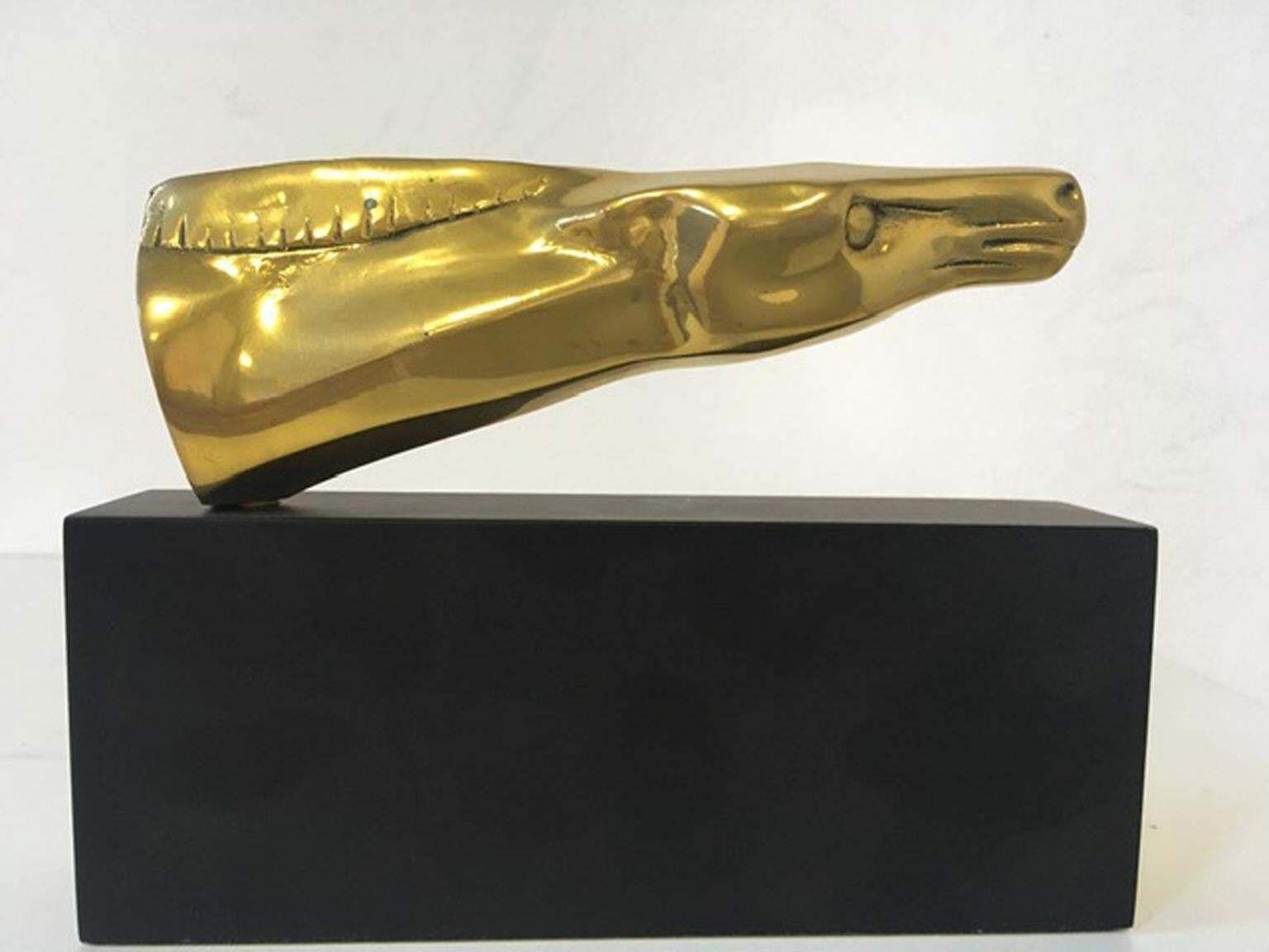 1980 Italy Post Modern Abstract Bronze Sculpture Horse Head photo furniture