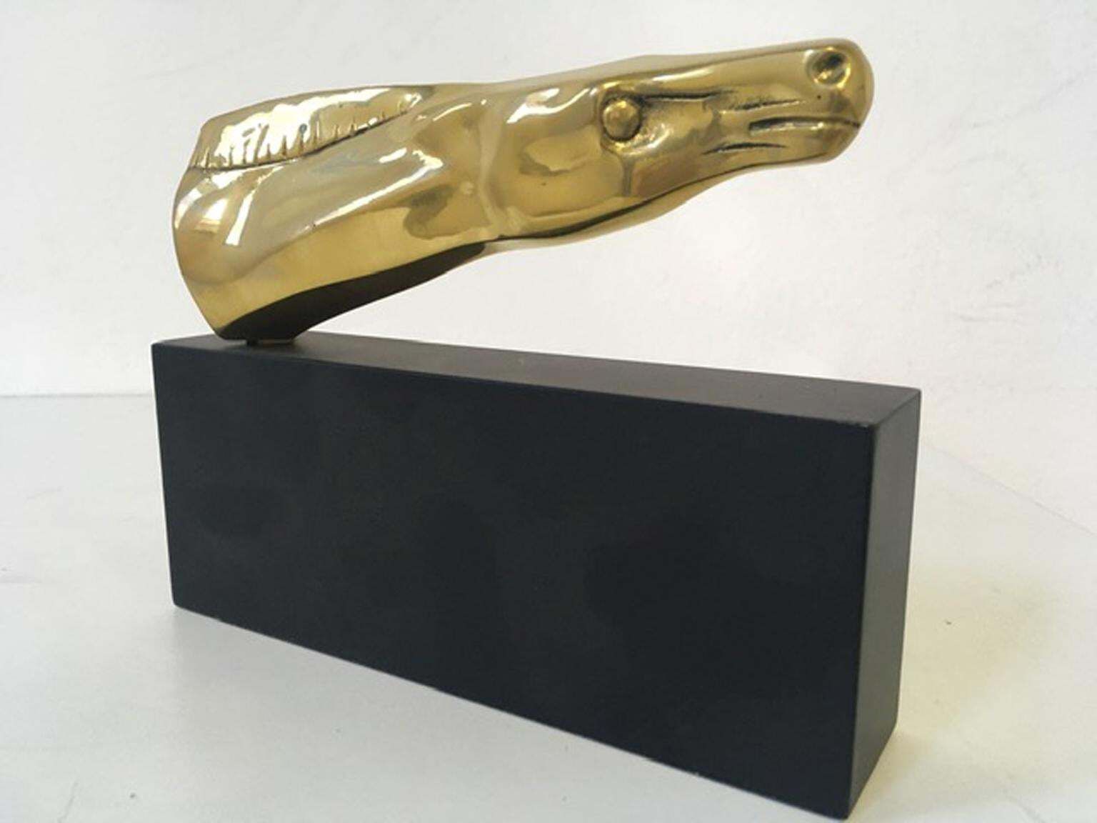 1980 Italy Post Modern Abstract Bronze Sculpture Horse Head photo for sale