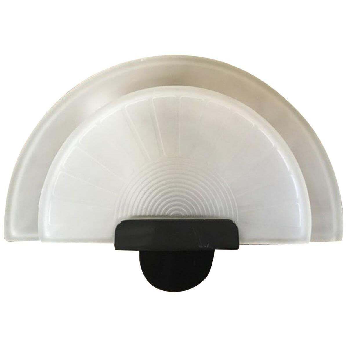 1980 Italy Post Modern Black Metal And Satin Glass Wall Light photo furniture