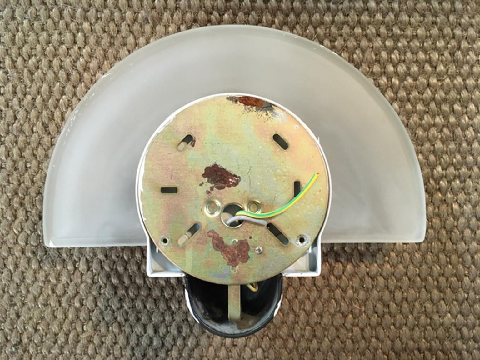 1980 Italy Post Modern Black Metal And Satin Glass Wall Light photo buy