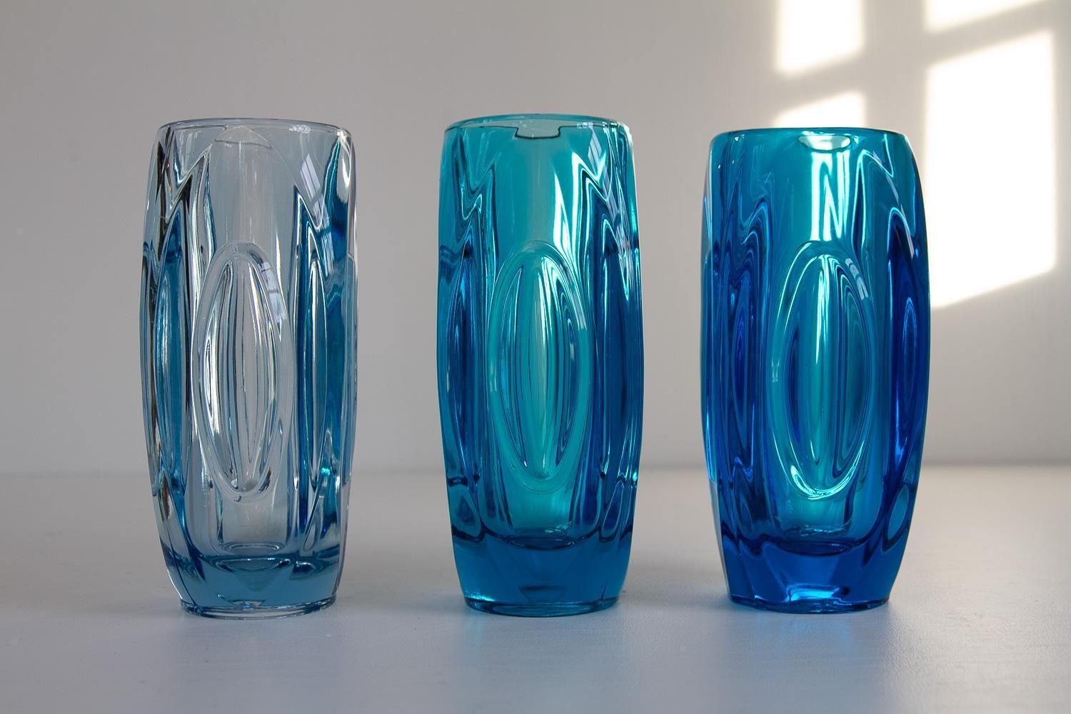 Mid Century Glass Vases By Rudolf Schrötter For Sklo Union, 1950s. Set Of 3. photo furniture