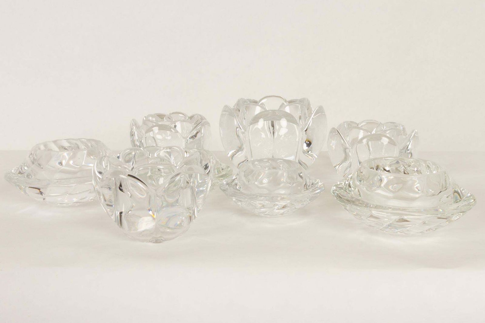 photo vintage Set Of 8 Holmegaard Glass Candleholders, 1980s