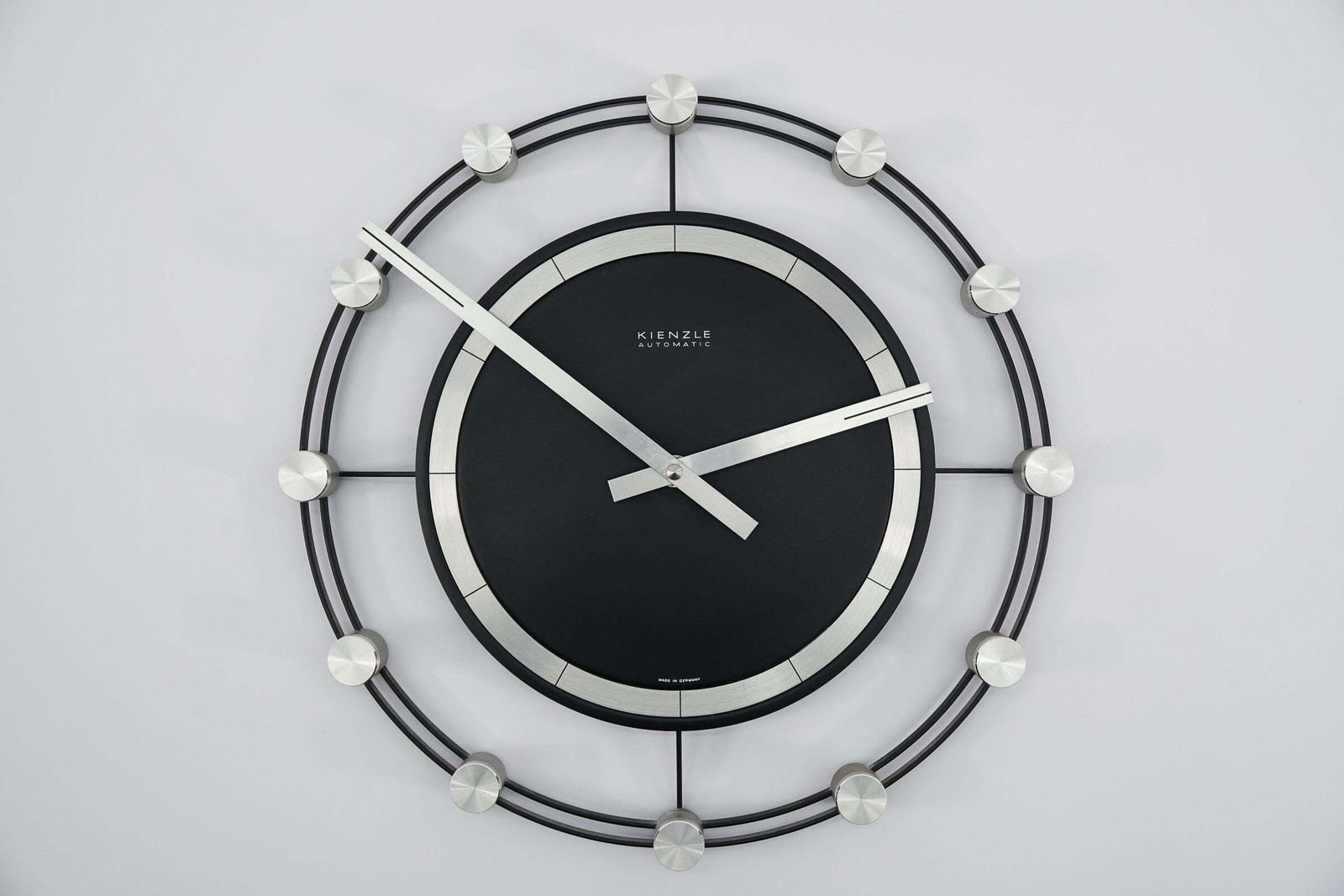 Space Age Sunburst Wall Clock By Kienzle Automatic In Aluminium, 1960s Germany photo vintage