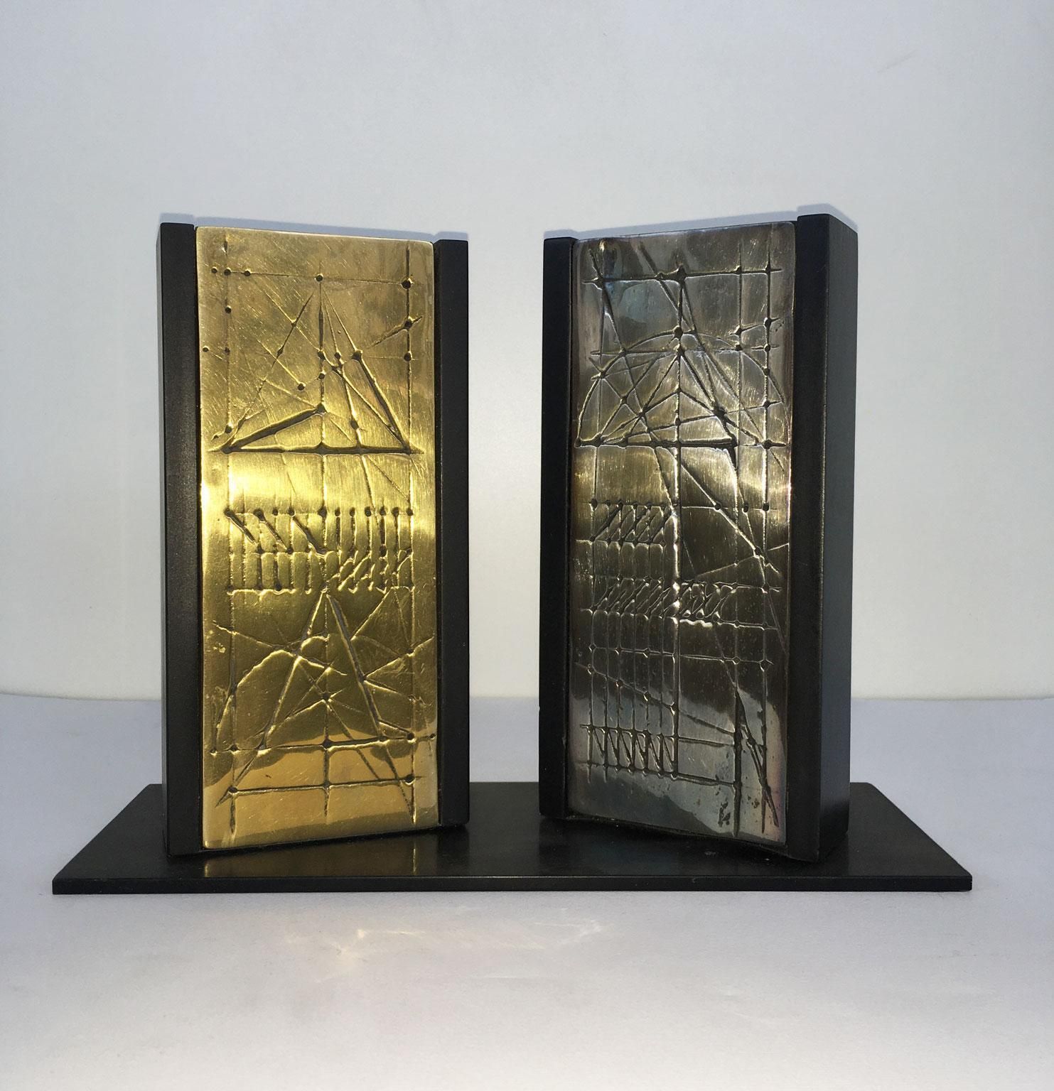 Italy 1980 Bronze Abstract Sculpture Walter Valentini Tavole Panels photo for sale