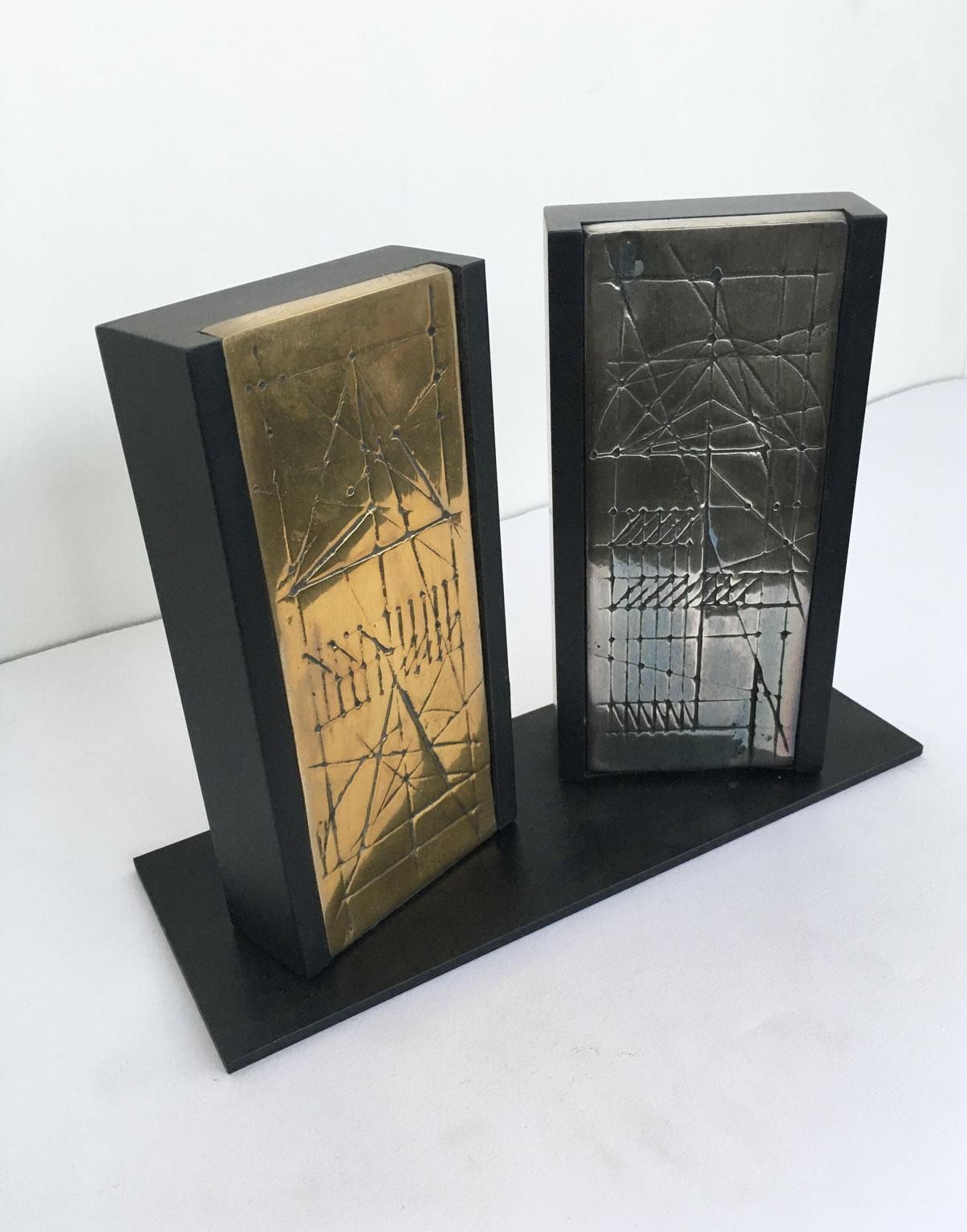 Italy 1980 Bronze Abstract Sculpture Walter Valentini Tavole Panels photo vinterior