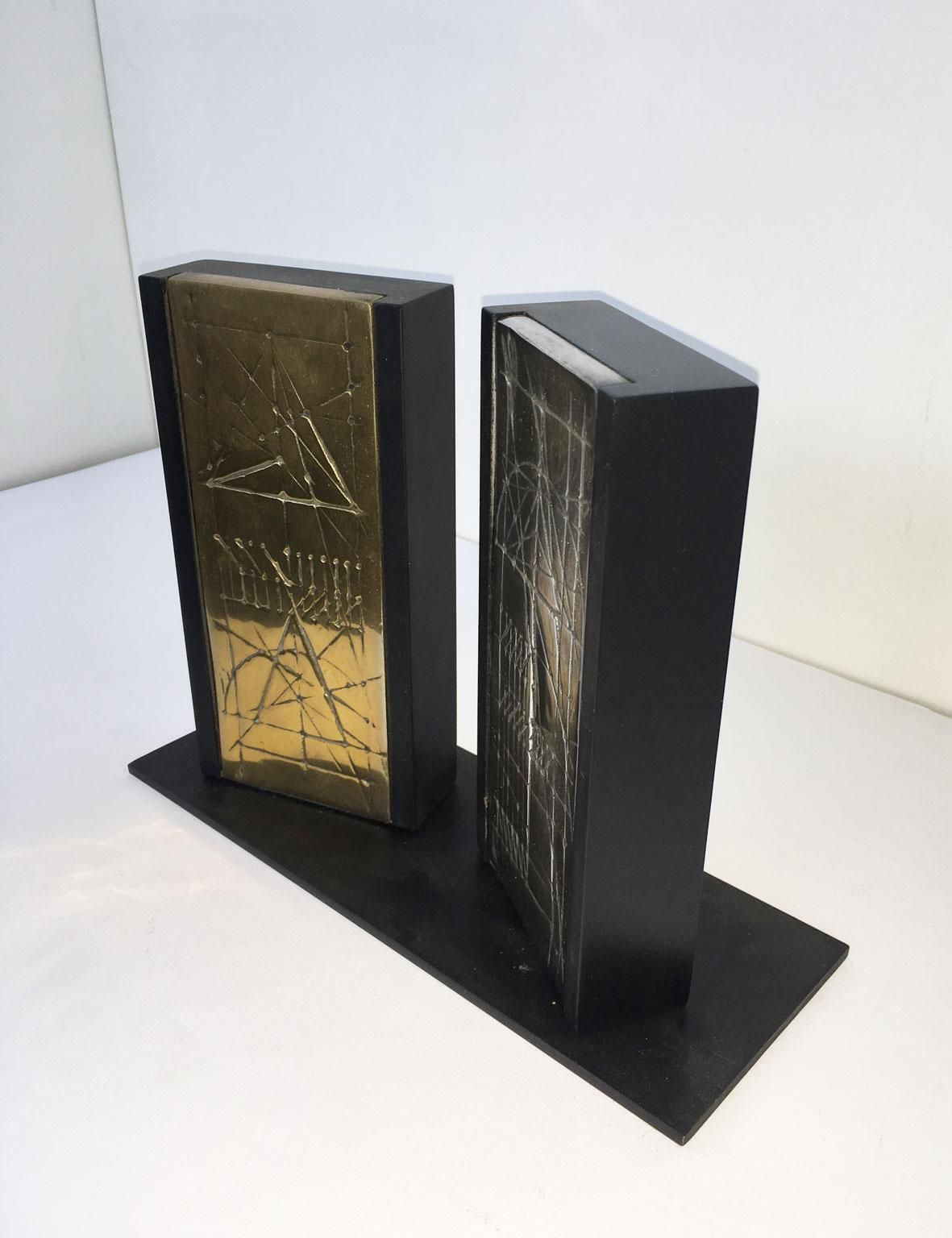 Italy 1980 Bronze Abstract Sculpture Walter Valentini Tavole Panels photo vintage