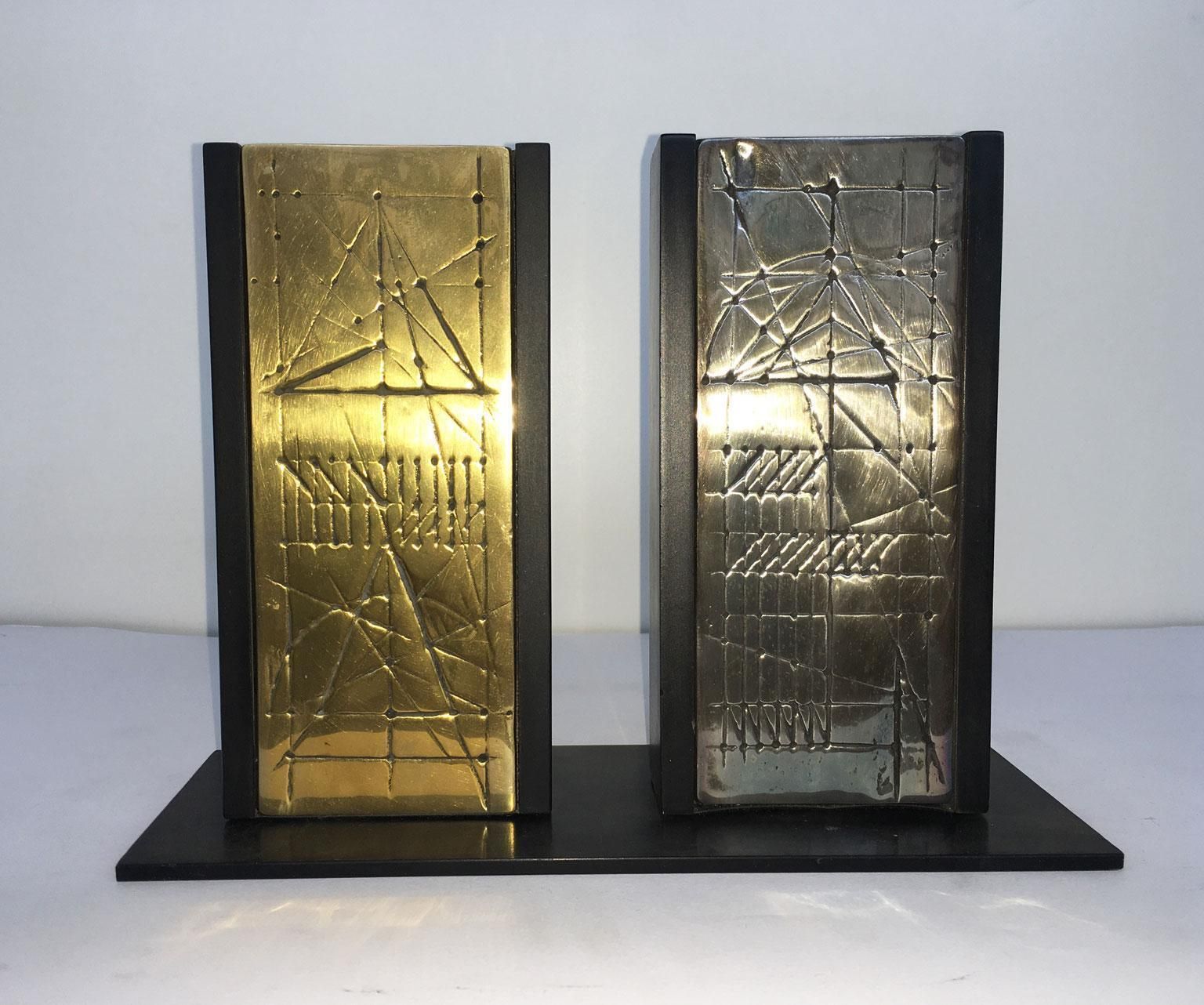 photo buy Italy 1980 Bronze Abstract Sculpture Walter Valentini Tavole Panels