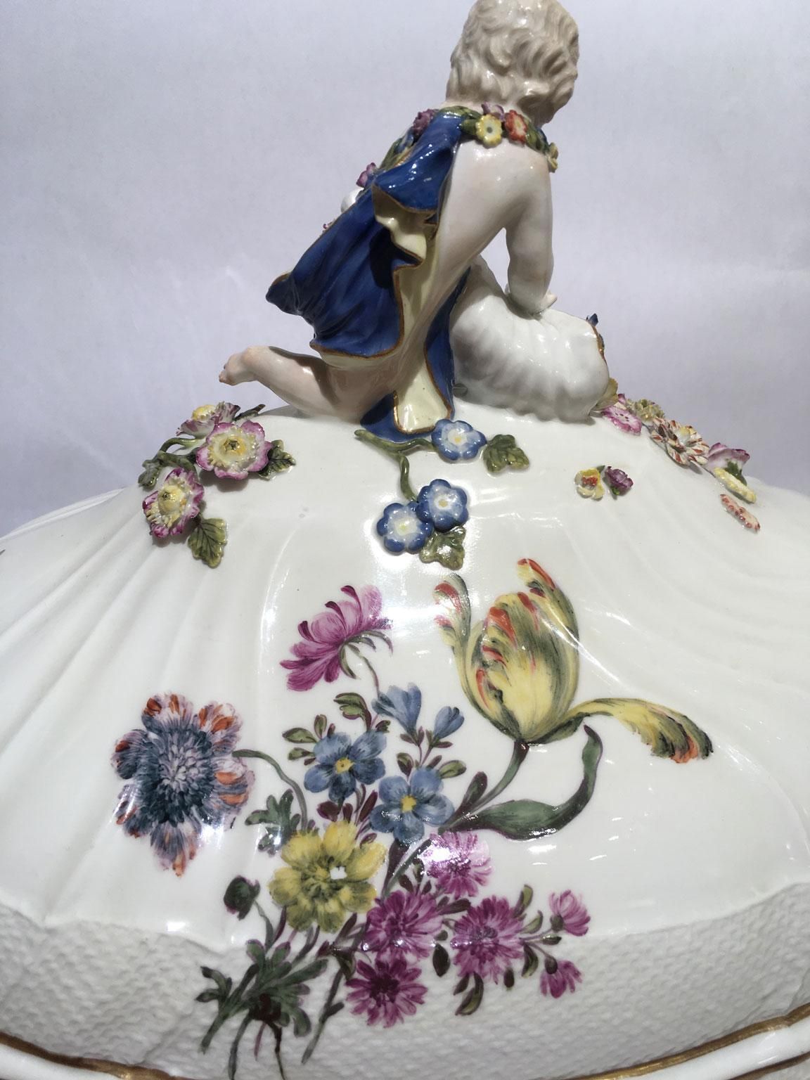 photo buy 1755 Meissen Porcelain Soup Bowl Or Center Piece With Flower Decor