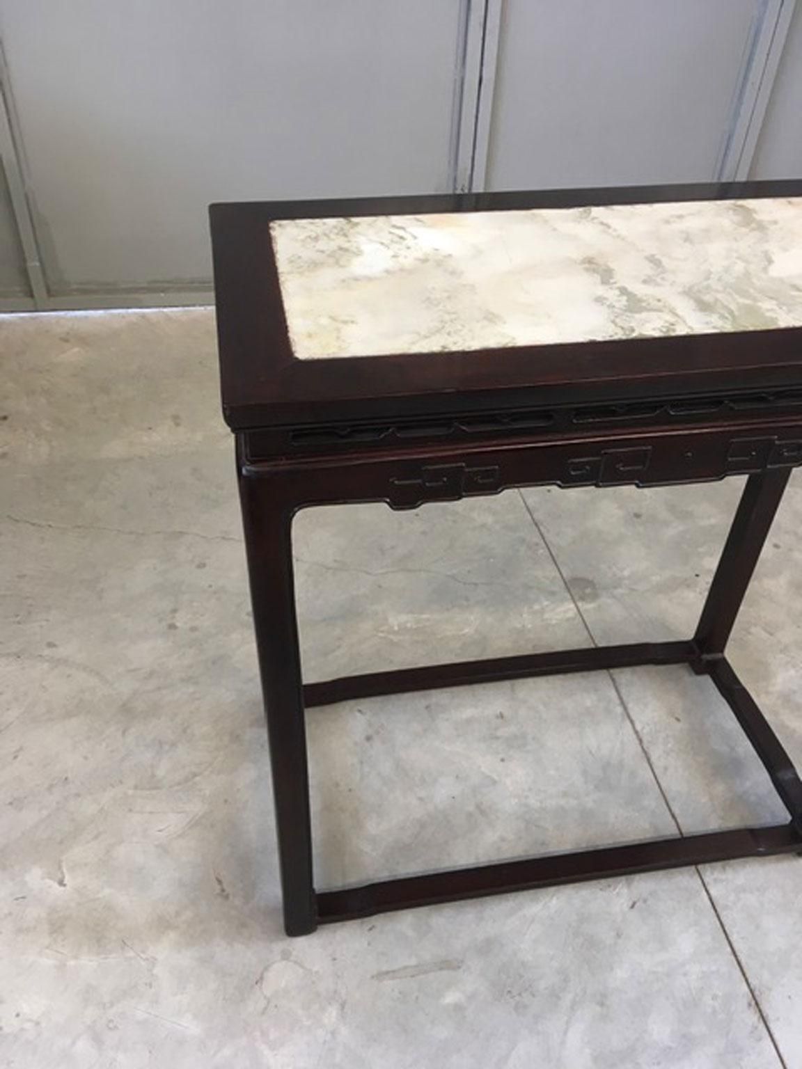 photo vintage Early 20th Century China Export Elmwood Console With Carrara Marble