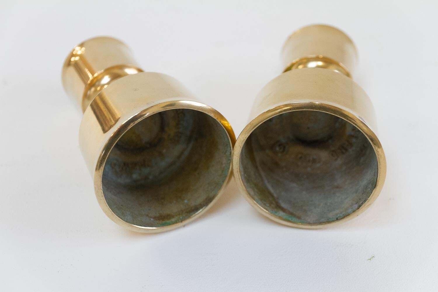 Mid Century Danish Brass Candleholders By Jens Quistgaard,  1960s. Set Of 2. photo vintage