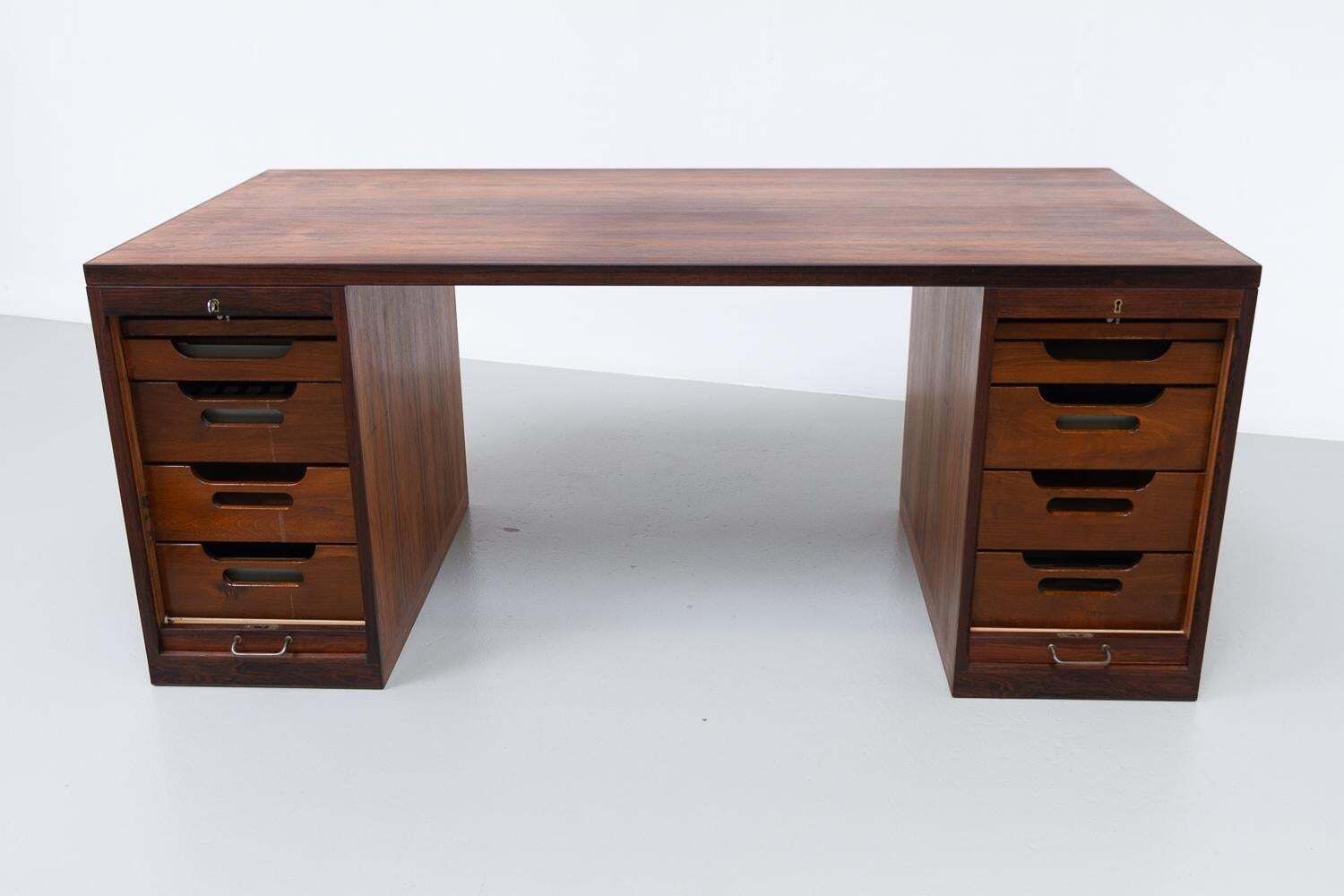 Danish Rosewood Desk With Tambour Doors By Hans J. Wegner, 1950s. photo vinterior