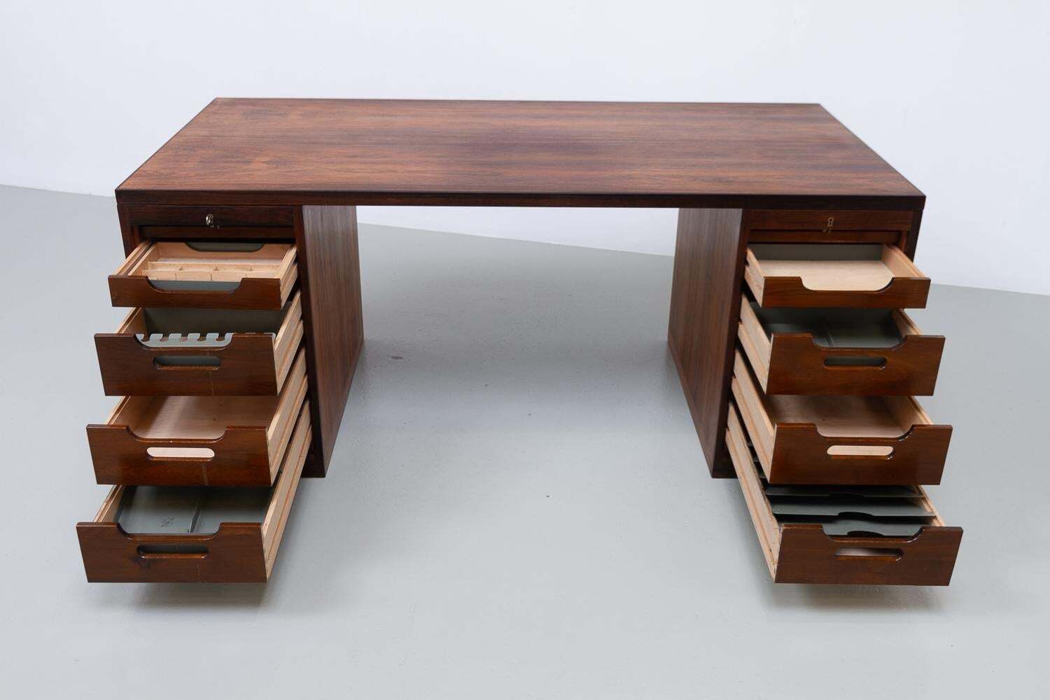 Danish Rosewood Desk With Tambour Doors By Hans J. Wegner, 1950s. photo buy