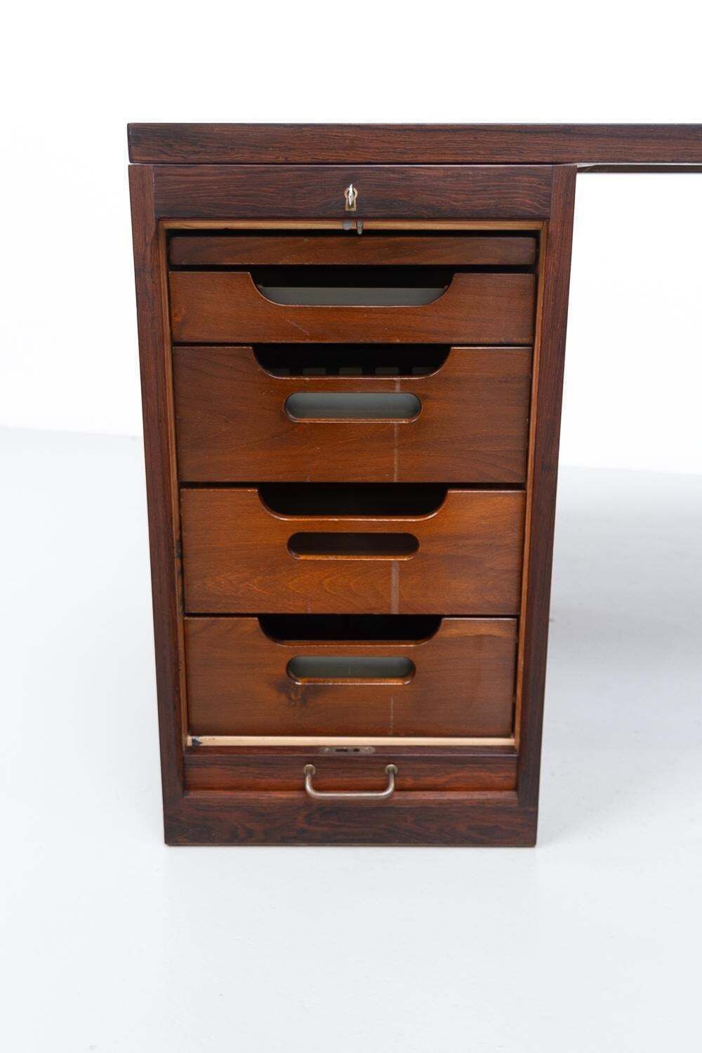 photo for sale Danish Rosewood Desk With Tambour Doors By Hans J. Wegner, 1950s.