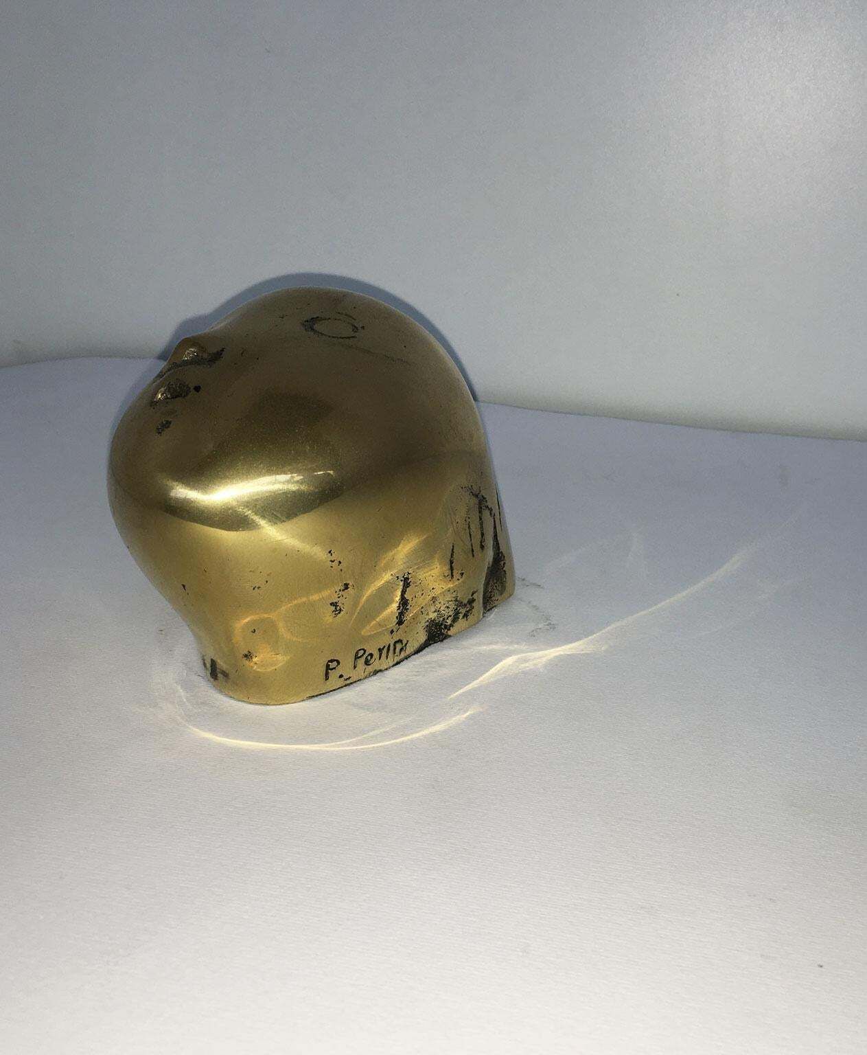799.0 1980 Italy Bronze Abstract Sculpture Piero Perin Testa Head photo