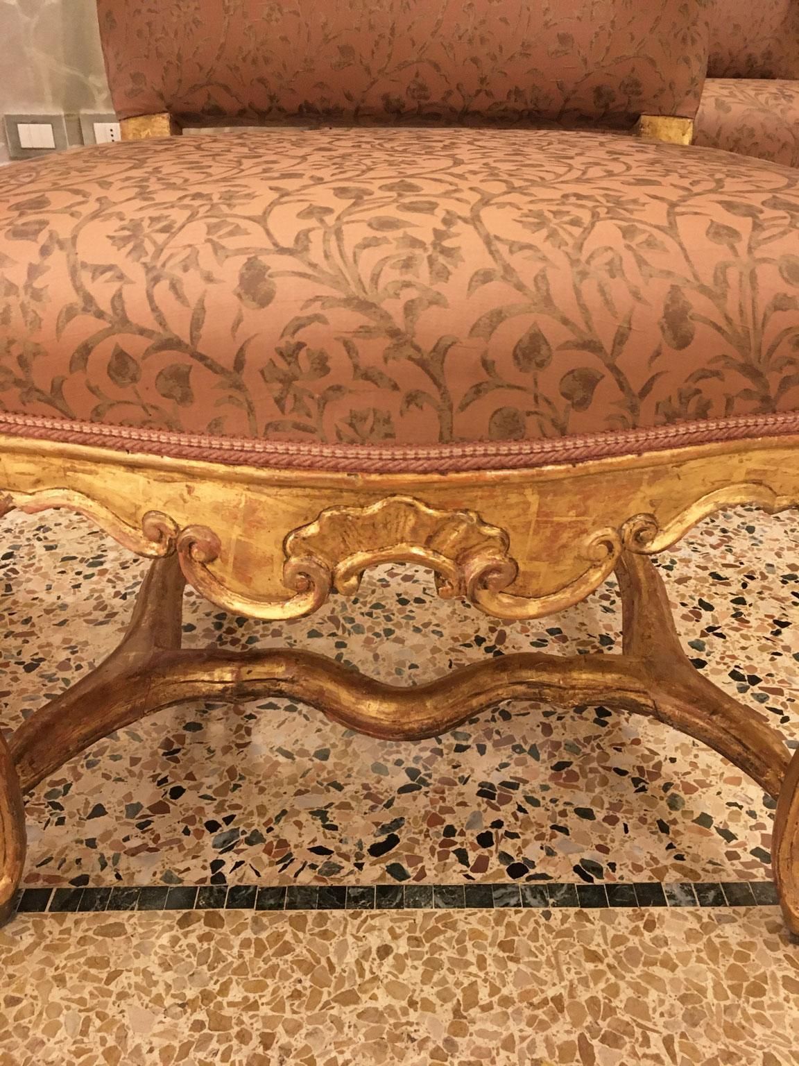 Venezia Italy Early 18th Century Set 5 Rococo Carved Giltwood Armchairs photo Furniture