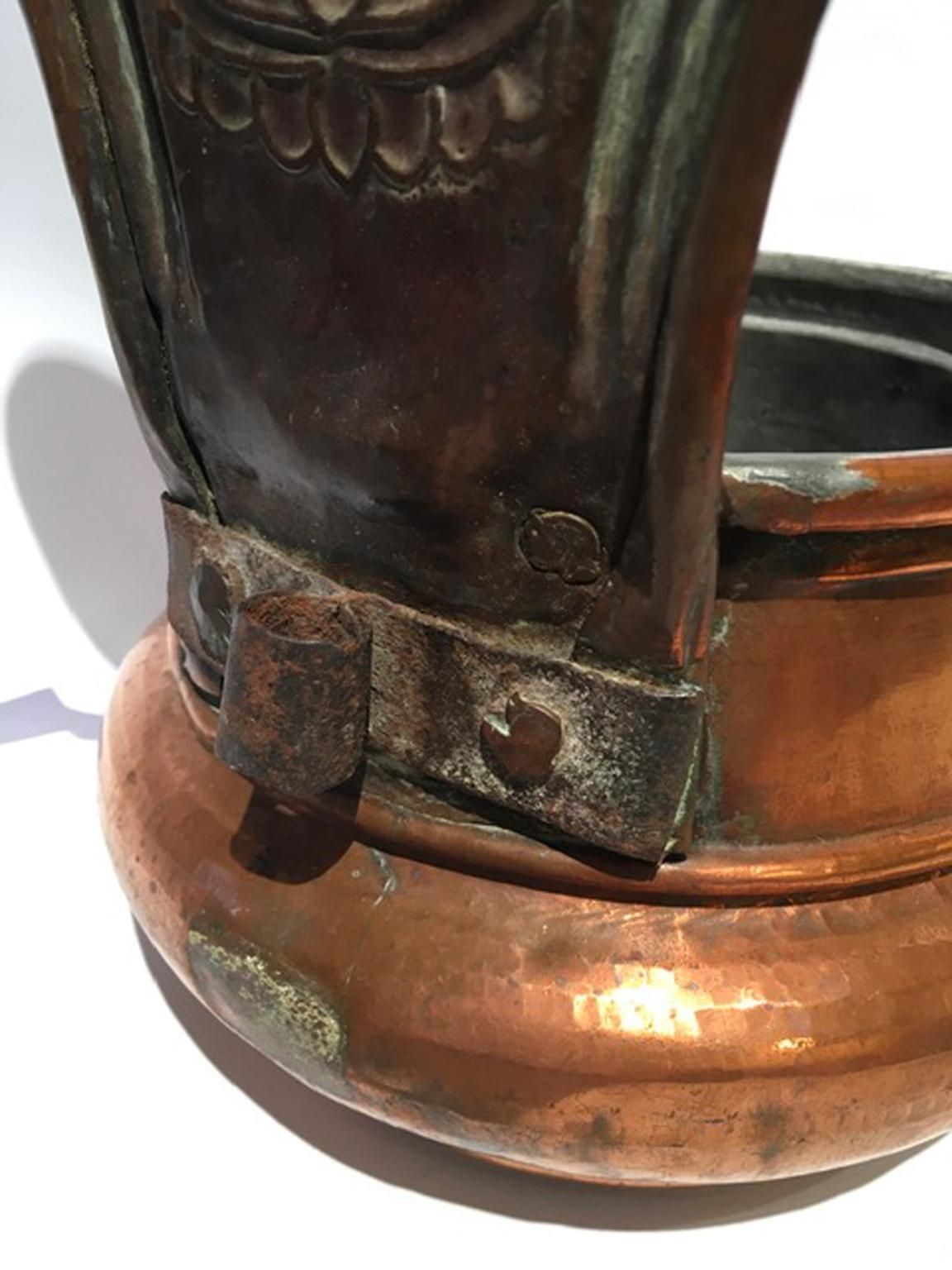Garden Decor Italy 19th Century Kitchen Copper Wall Planter Pot photo