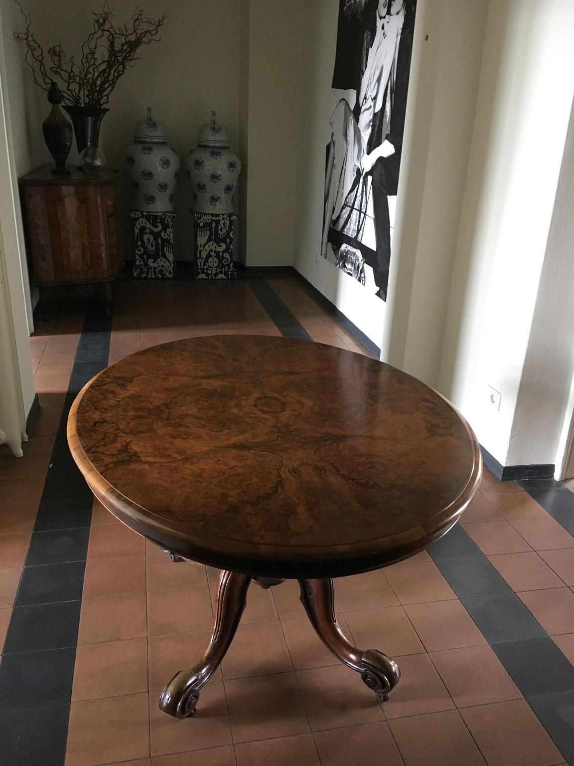 London 1850 Post Modern Victoria Design Oval Walnut Tilt Top Table By Filmer photo for sale