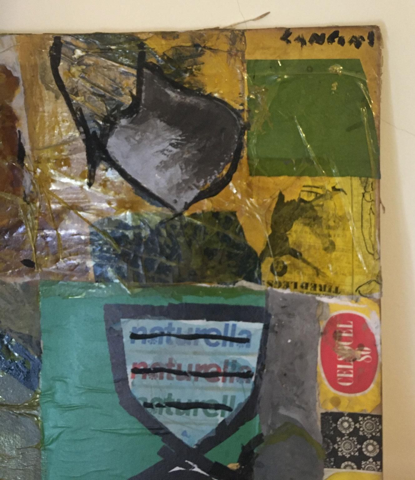 1965 Italy Abstract Painting And Paper Collage By Ermete Lancini photo Art
