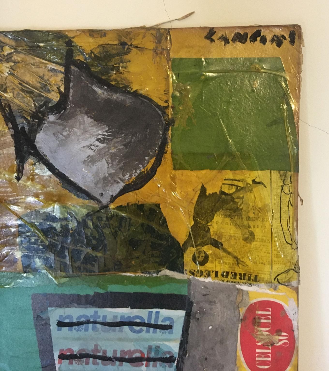 1965 Italy Abstract Painting And Paper Collage By Ermete Lancini photo 1700.0