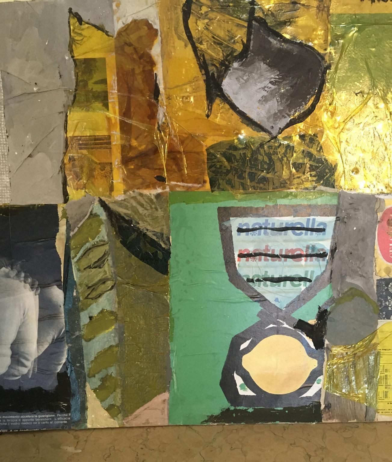 1965 Italy Abstract Painting And Paper Collage By Ermete Lancini photo buy