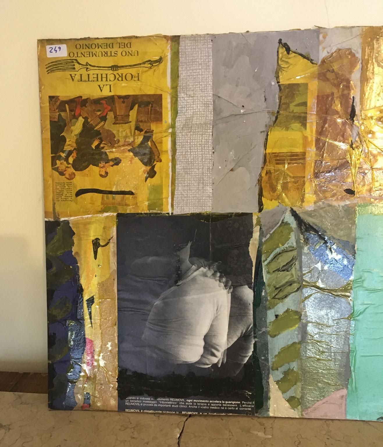 photo for sale 1965 Italy Abstract Painting And Paper Collage By Ermete Lancini