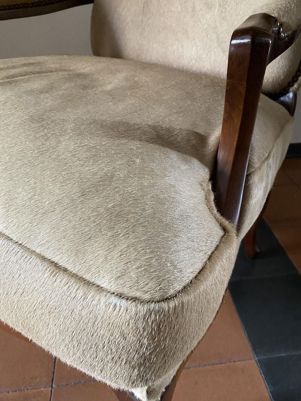 Furniture 1990 Italy Postmodern Blond Cow Leather Armachair photo