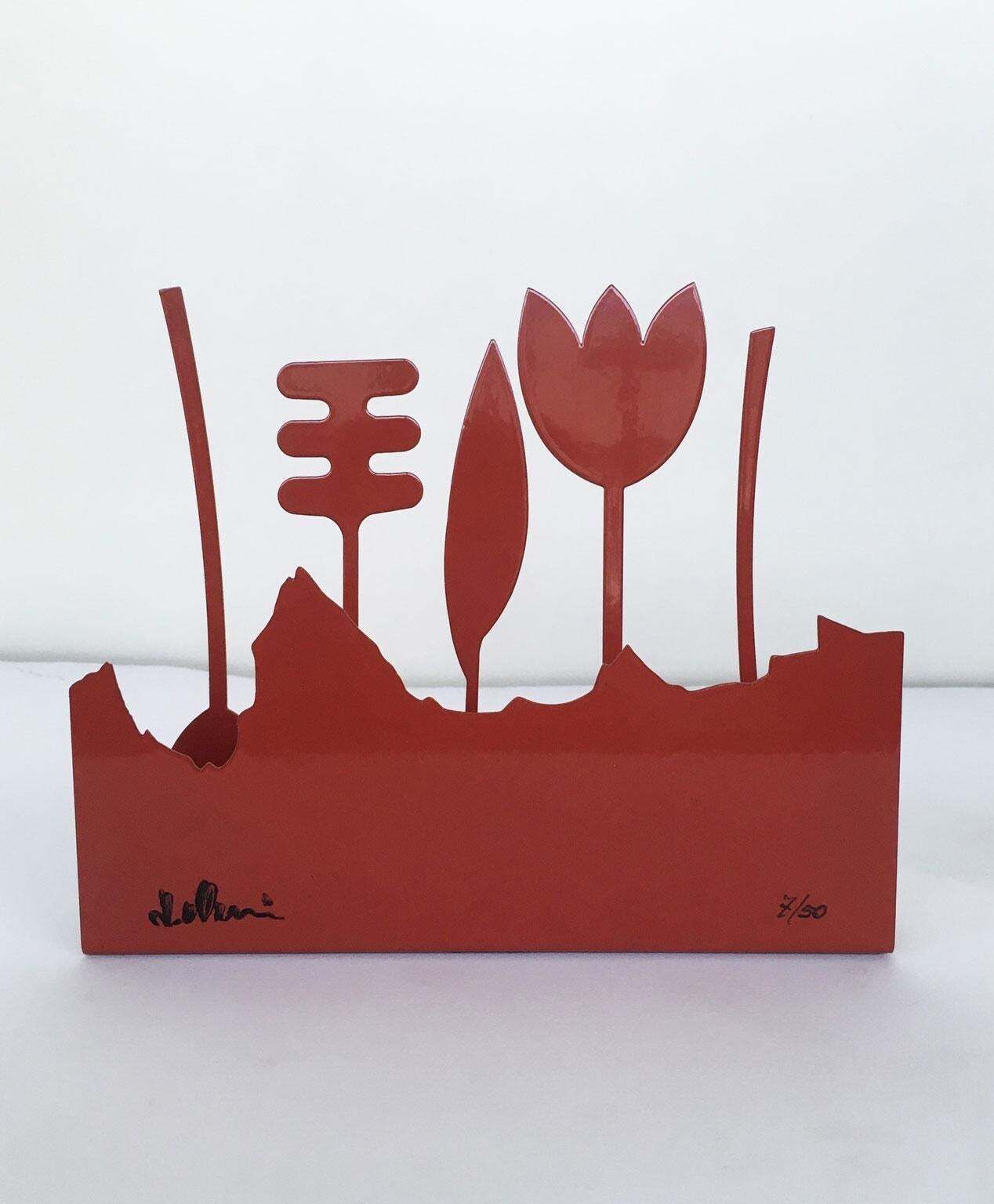 photo vintage Italy 1980 Annamaria Gelmi  Oxidized Rust Metal Sculpture Piccolo Eden