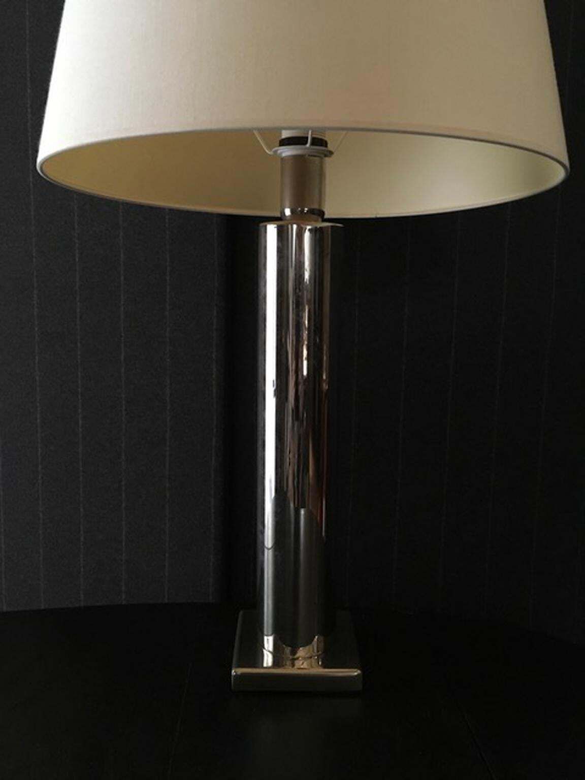 Contemporary Metal Chrome Italian Vintage Modern Minimalist Style Table Lamp photo furniture