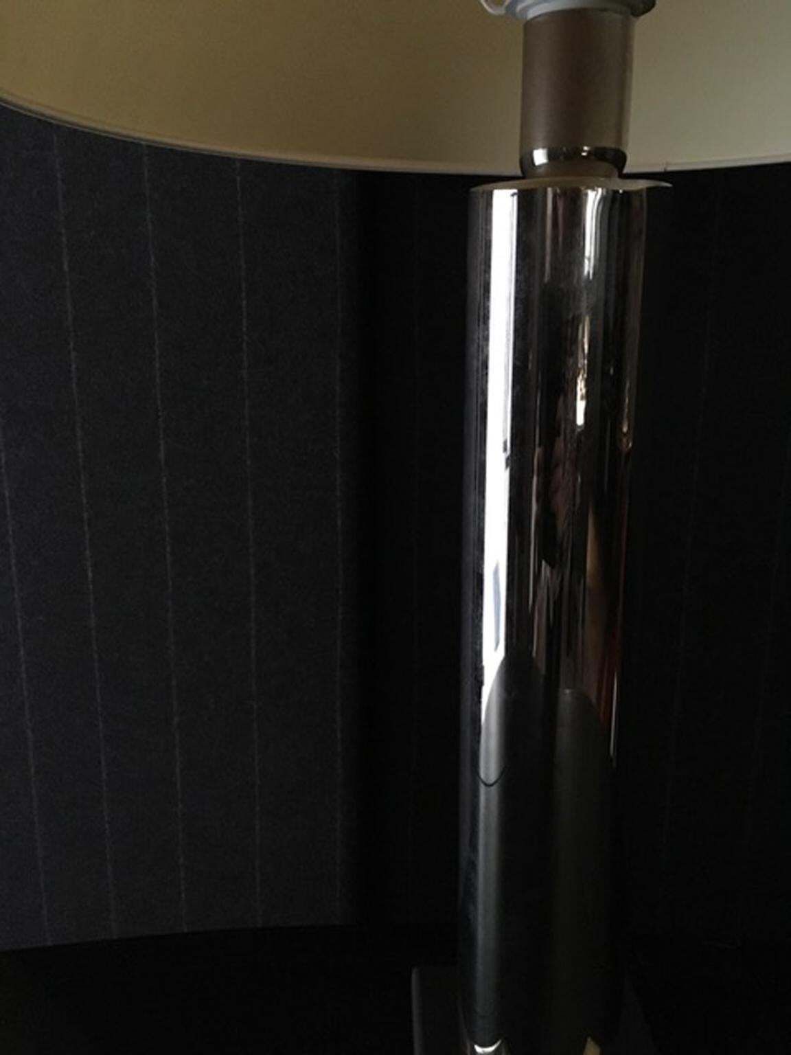 Contemporary Metal Chrome Italian Vintage Modern Minimalist Style Table Lamp photo vinterior