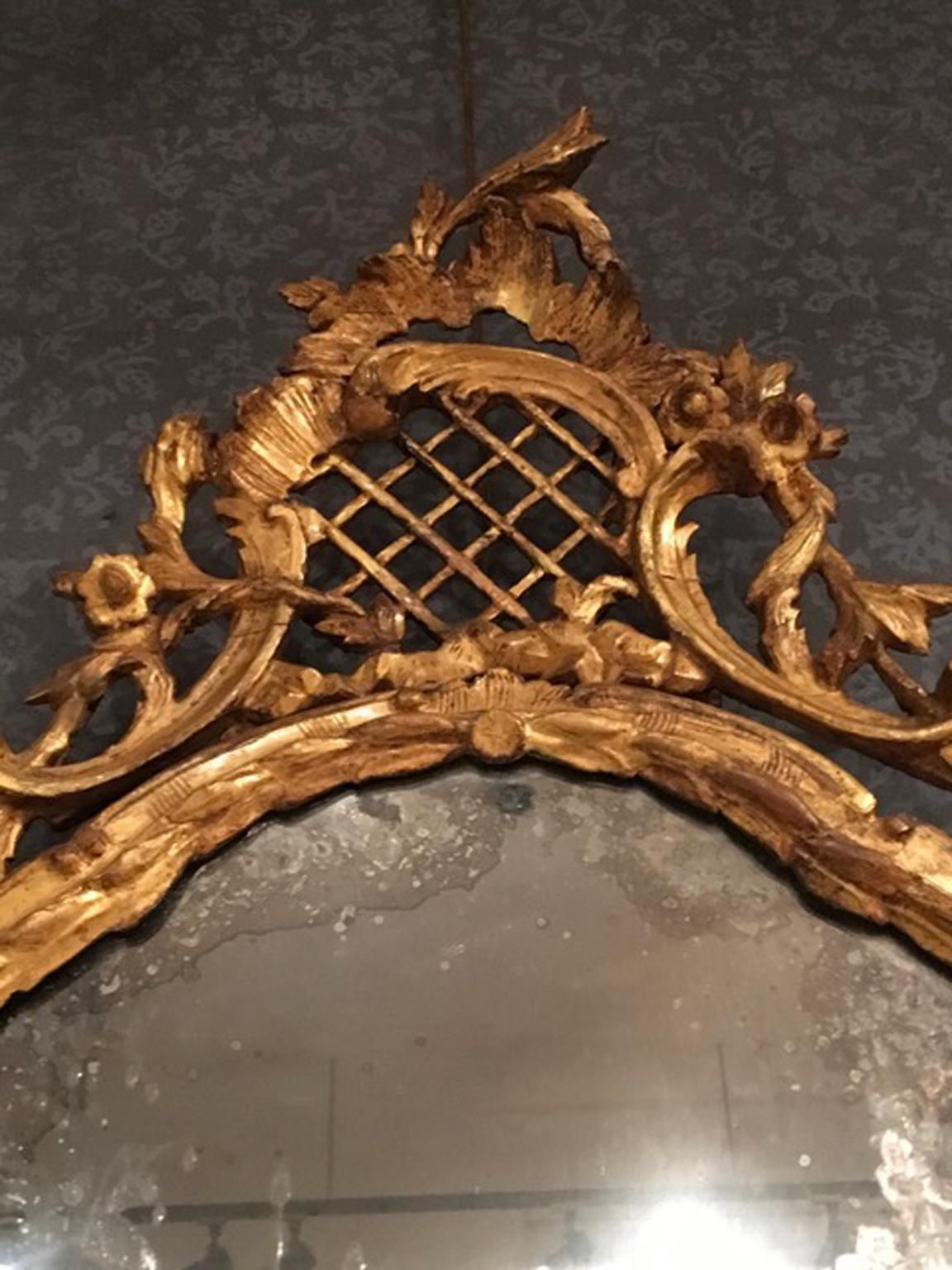 Venice Late 18th Century Baroque Golden Wood Mirror photo furniture