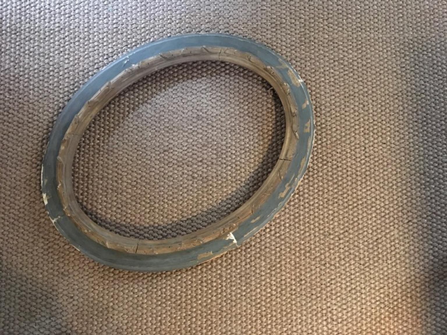 Italy Early 19th Century Neoclassical Oval Hand Made Grey And Gold Wood Frame photo Home Decor