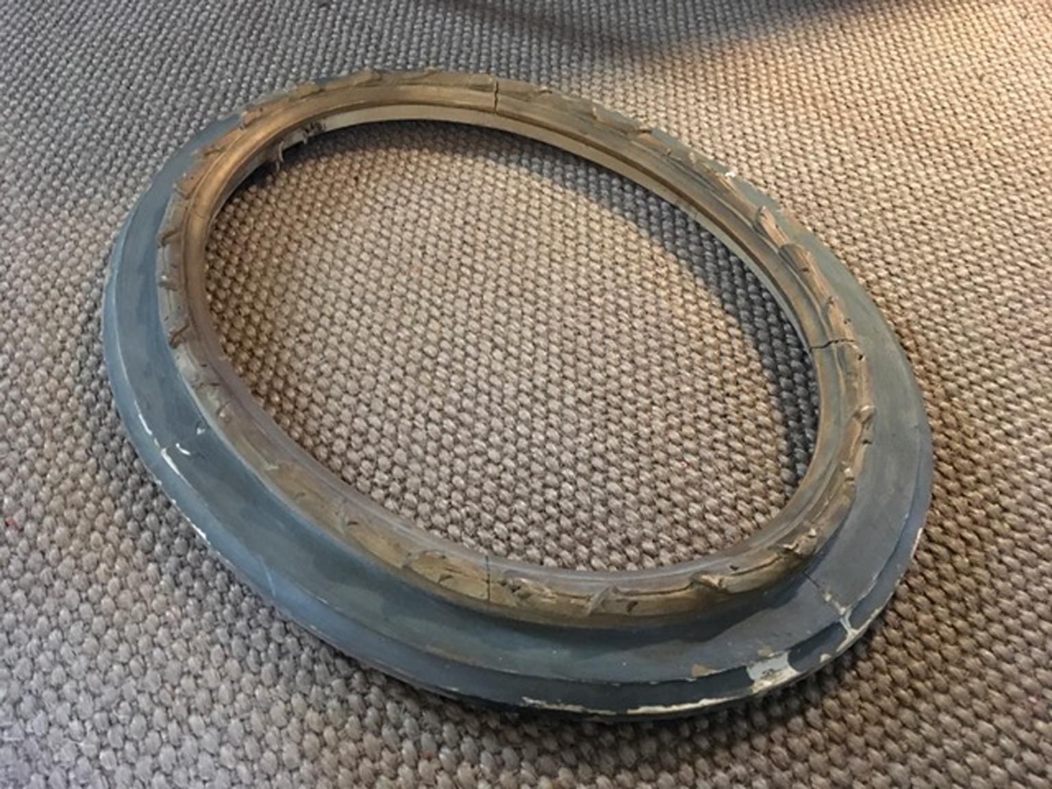 Home Decor Italy Early 19th Century Neoclassical Oval Hand Made Grey And Gold Wood Frame photo