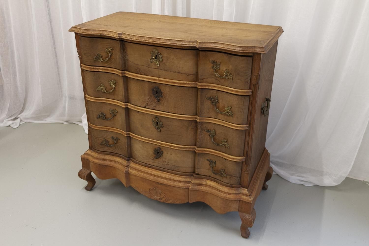 Danish Rococo Serpentine Oak Chest Of Drawers, 1780s. photo Furniture