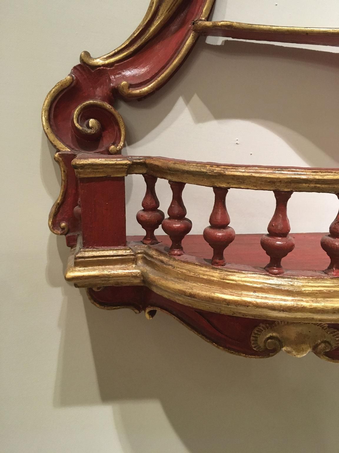 1750 Venezia Italy Wooden Red Lacquered Carved Credenza Porcelain Holder photo 59490.0