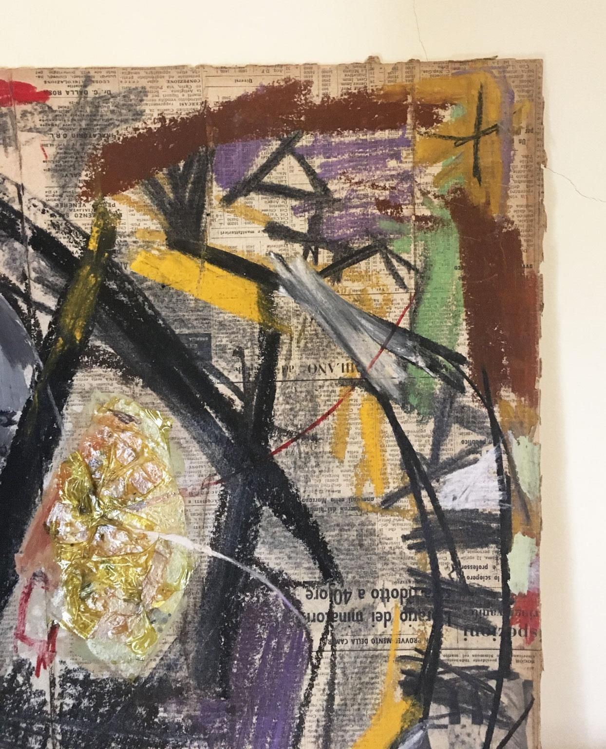 photo furniture 1962 Italy Abstract Pastel Painting And Paper Collage By Ermete Lancini