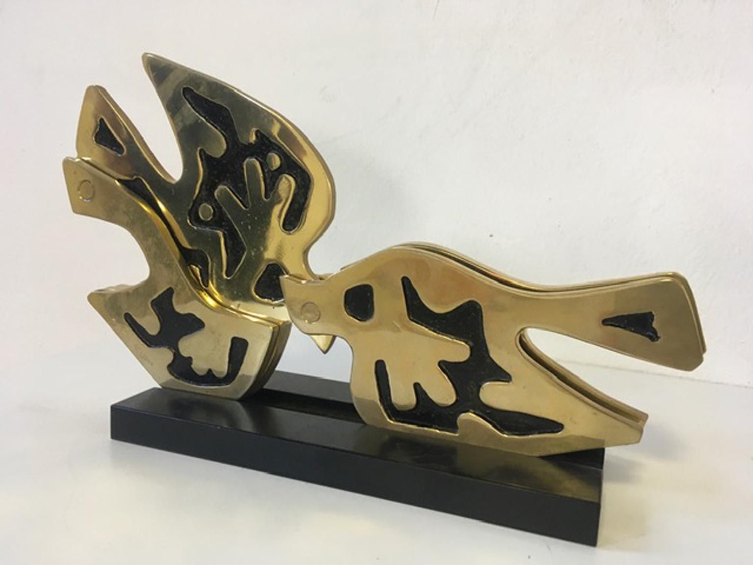 622.0 1980 Italy Post Modern Abstract Kinetic Bronze Sculpture The Dove Colomba photo