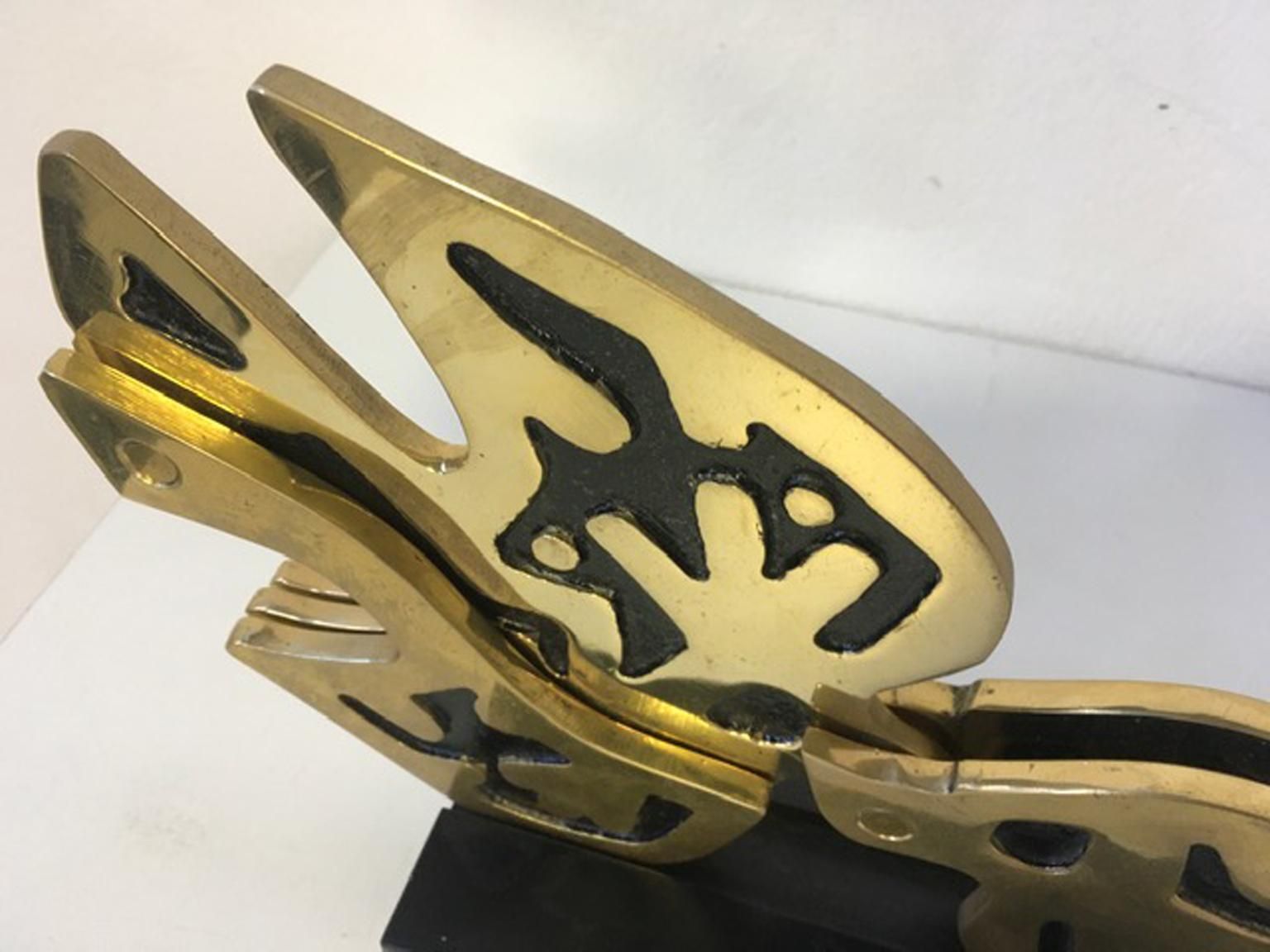 photo buy 1980 Italy Post Modern Abstract Kinetic Bronze Sculpture The Dove Colomba