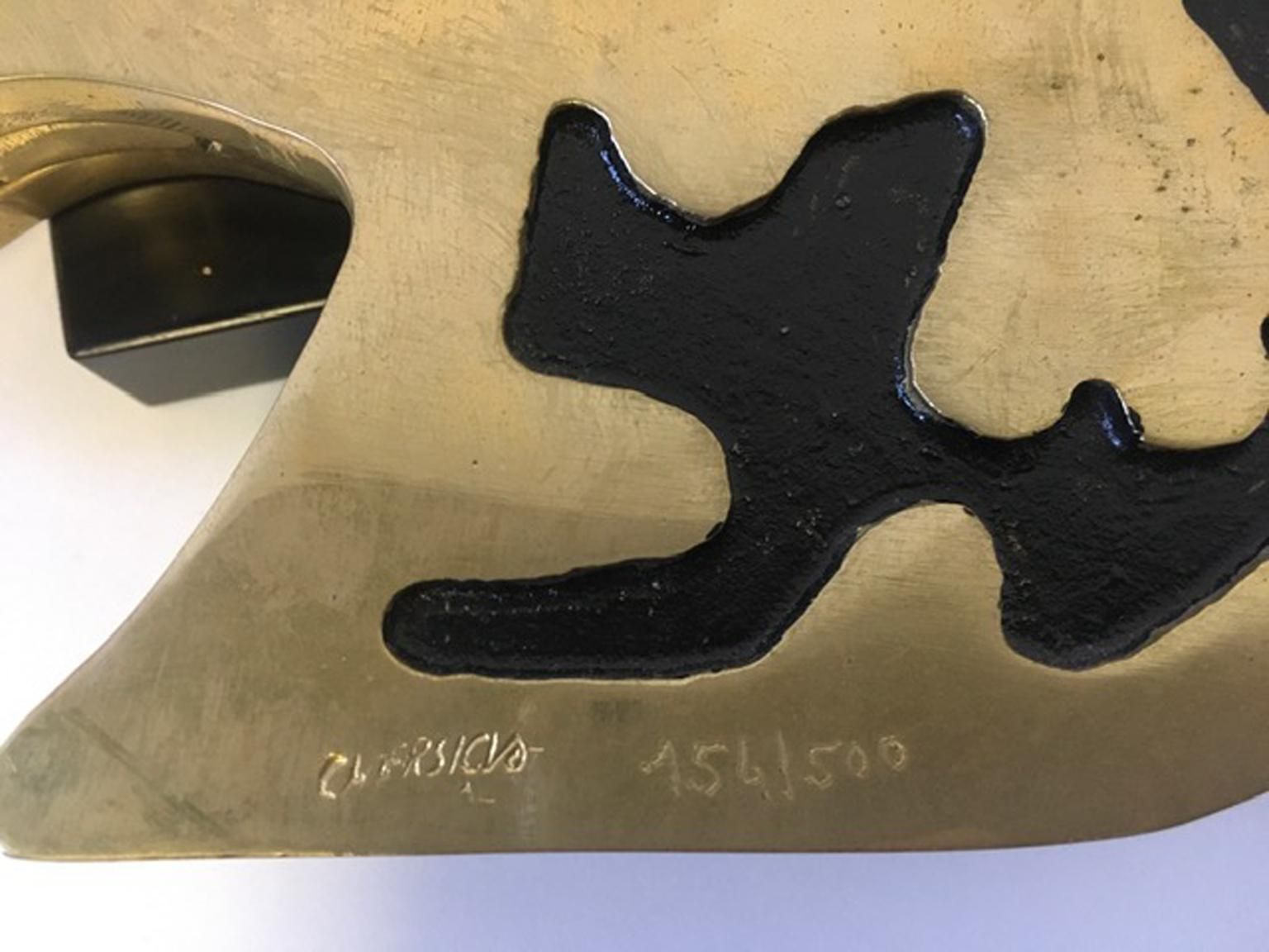 photo vintage 1980 Italy Post Modern Abstract Kinetic Bronze Sculpture The Dove Colomba