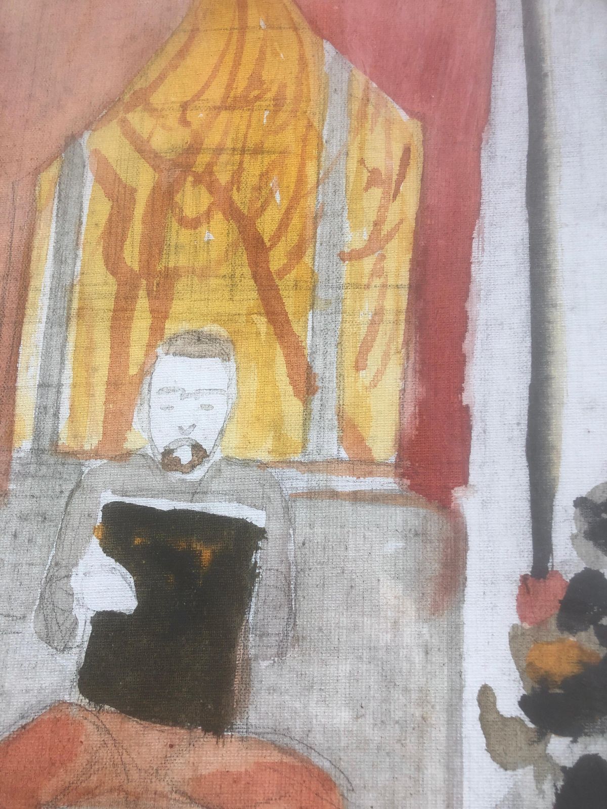 Jordi Curos Self Portrait Mixed Media Painting 1979 photo Art