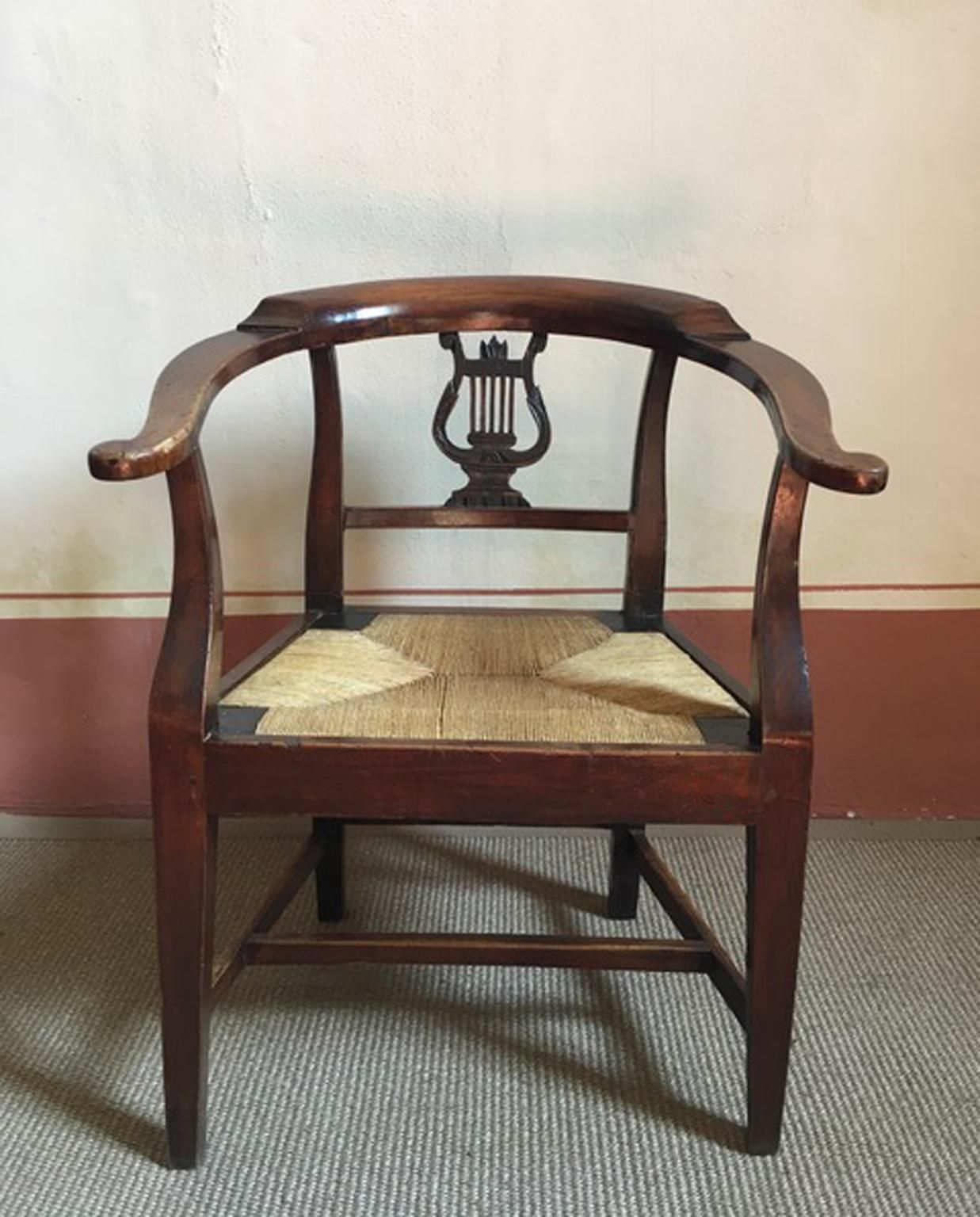 photo furniture Italy 18th Century Walnut Dining Armchair With Cane Sitting