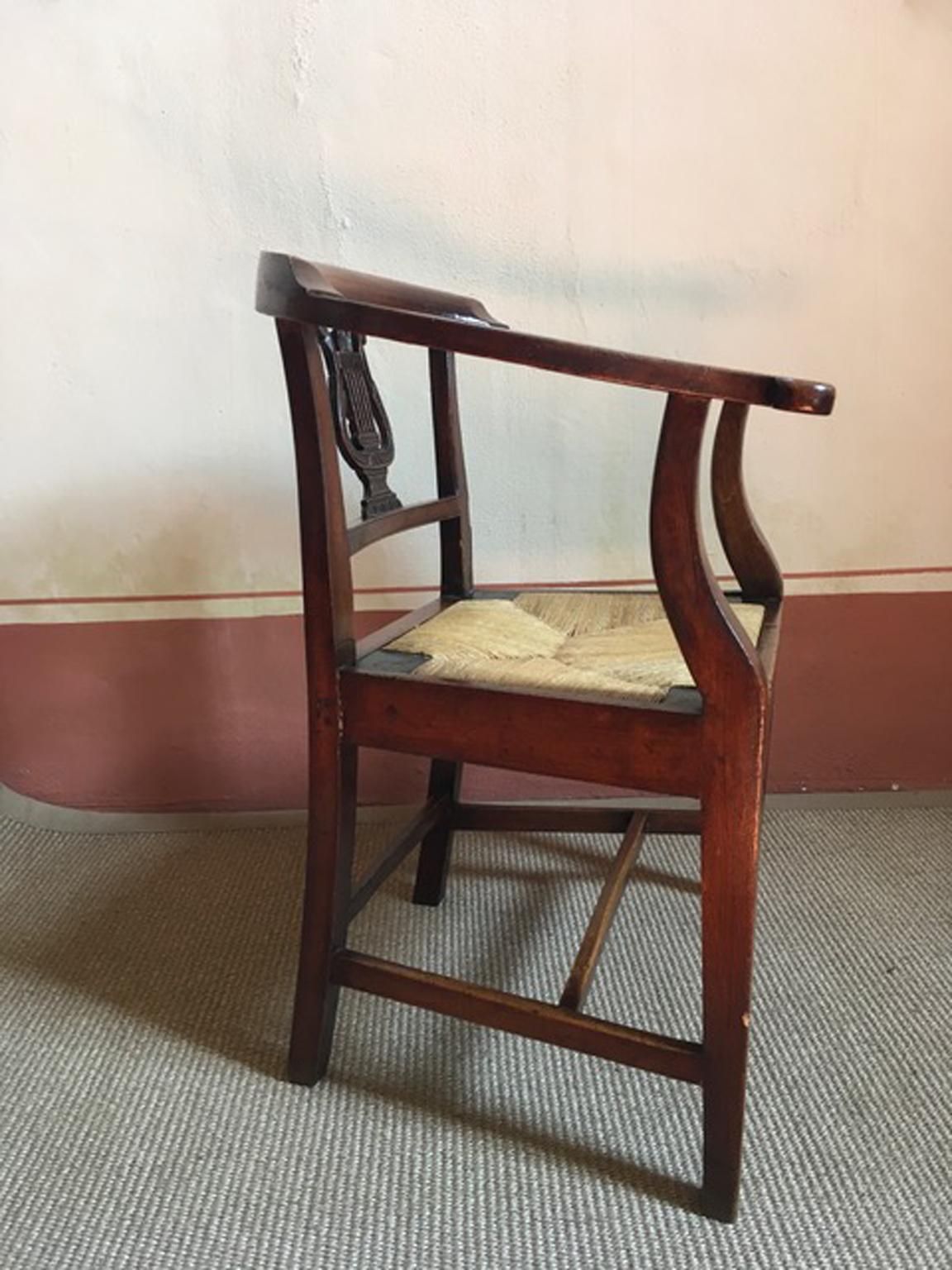 1105.0 Italy 18th Century Walnut Dining Armchair With Cane Sitting photo