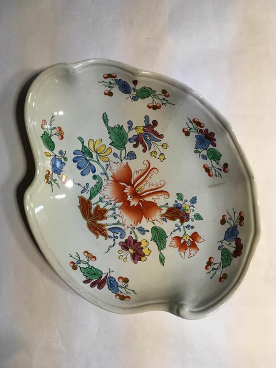 Italy Richard Ginori Mid 18th Century Porcelain Hand Painted Tulip Decor Bowl photo for sale