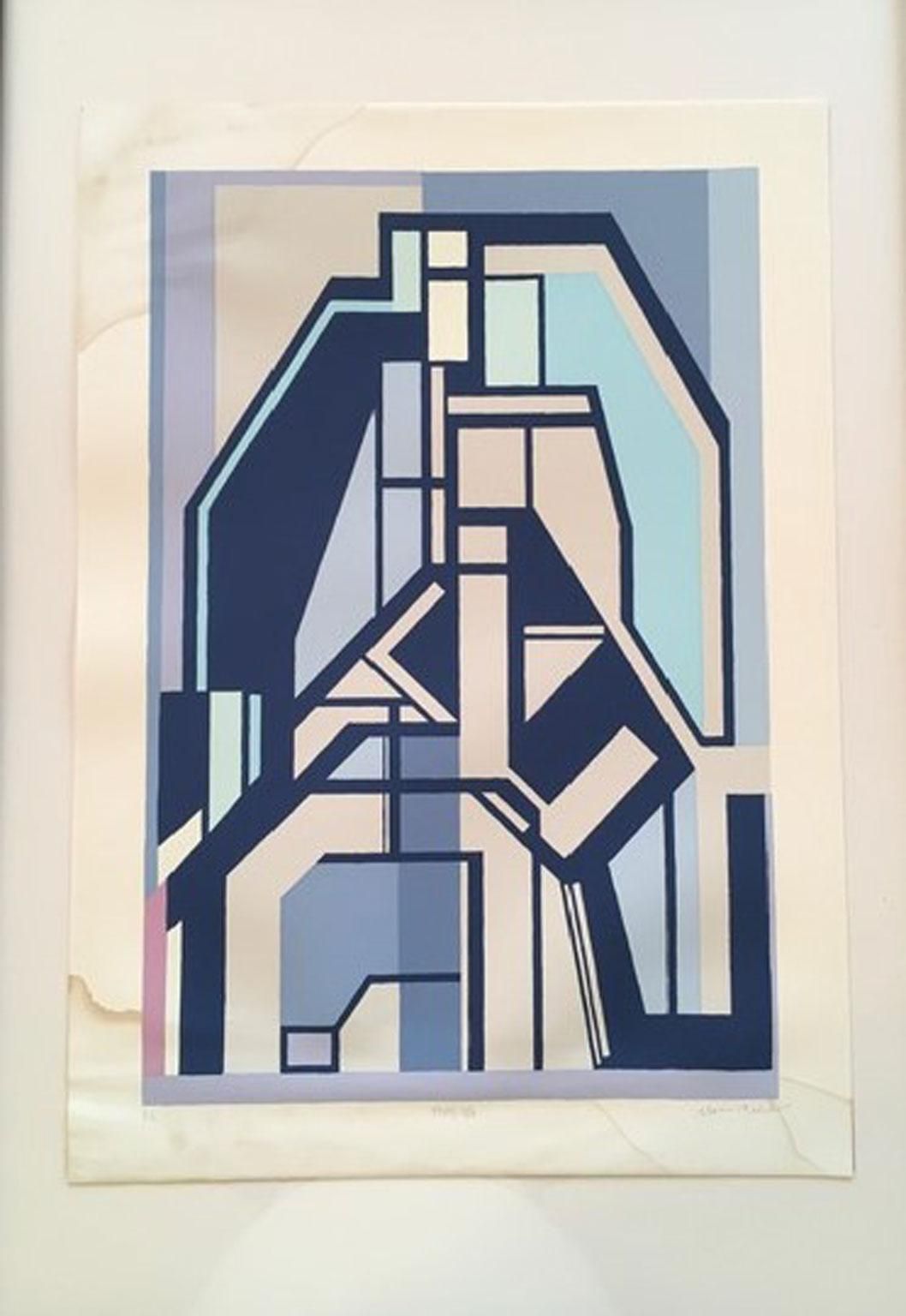 1960 Italy Mid Century Mario Radice Abstract Print On Paper photo furniture