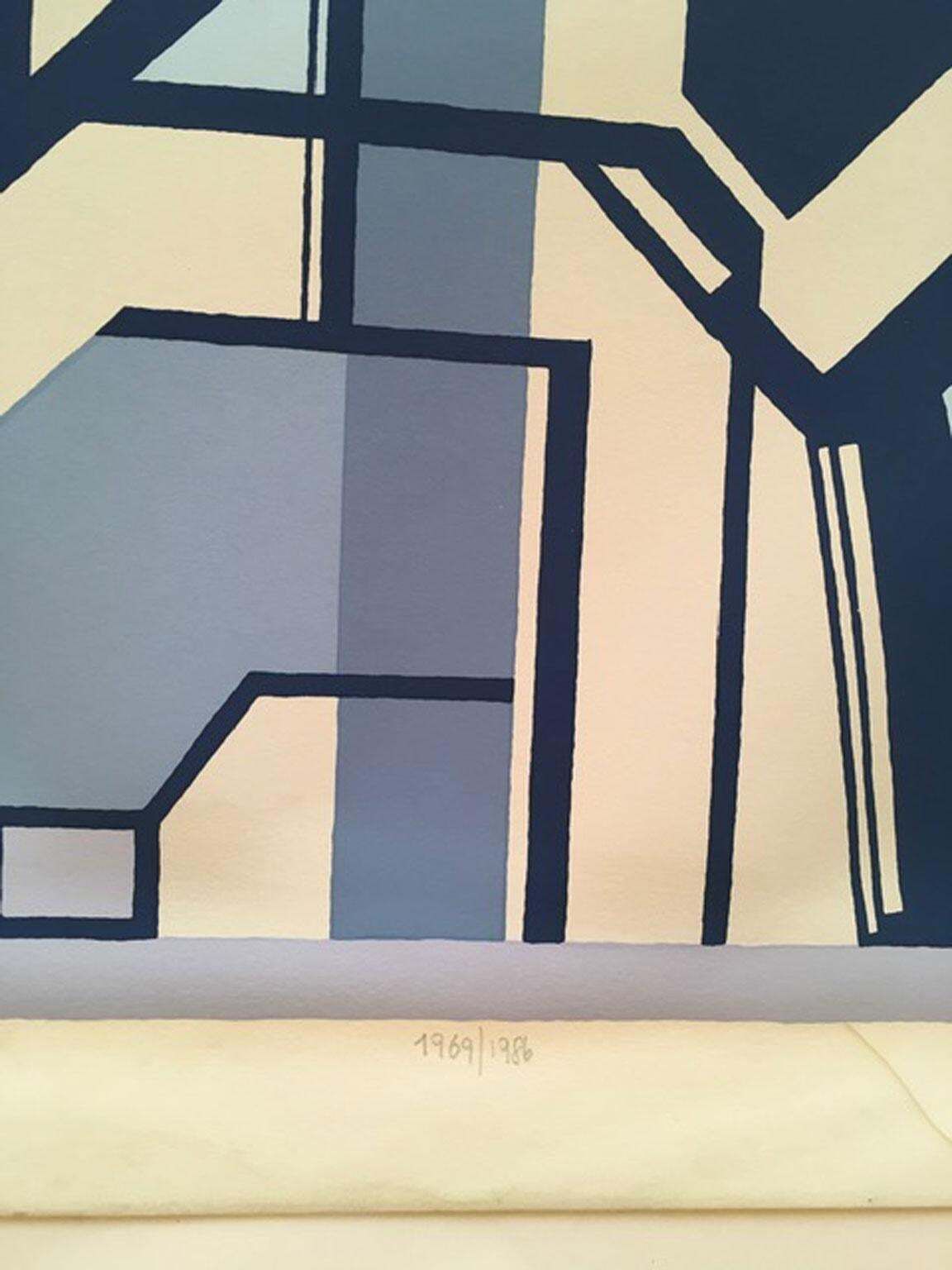 1960 Italy Mid Century Mario Radice Abstract Print On Paper photo Art