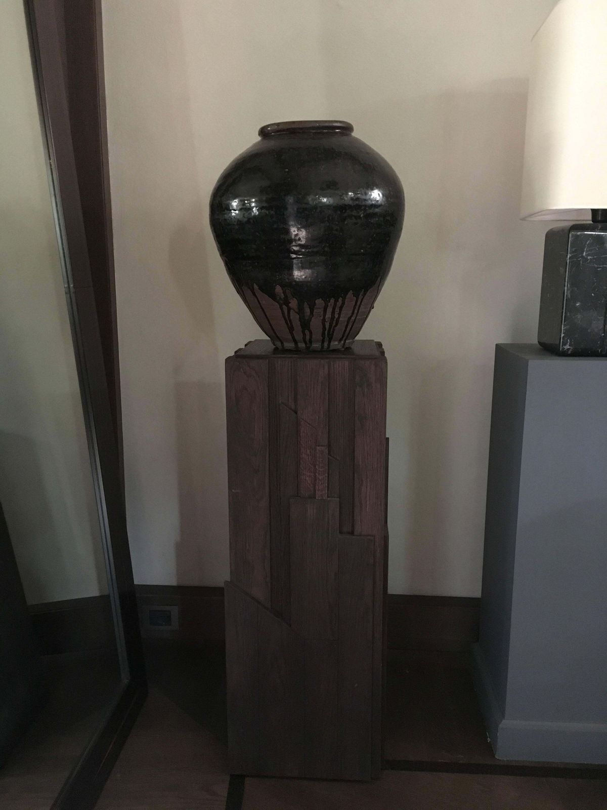 Italy Hand Carved Oak Wood Column In Post Modern Style photo for sale